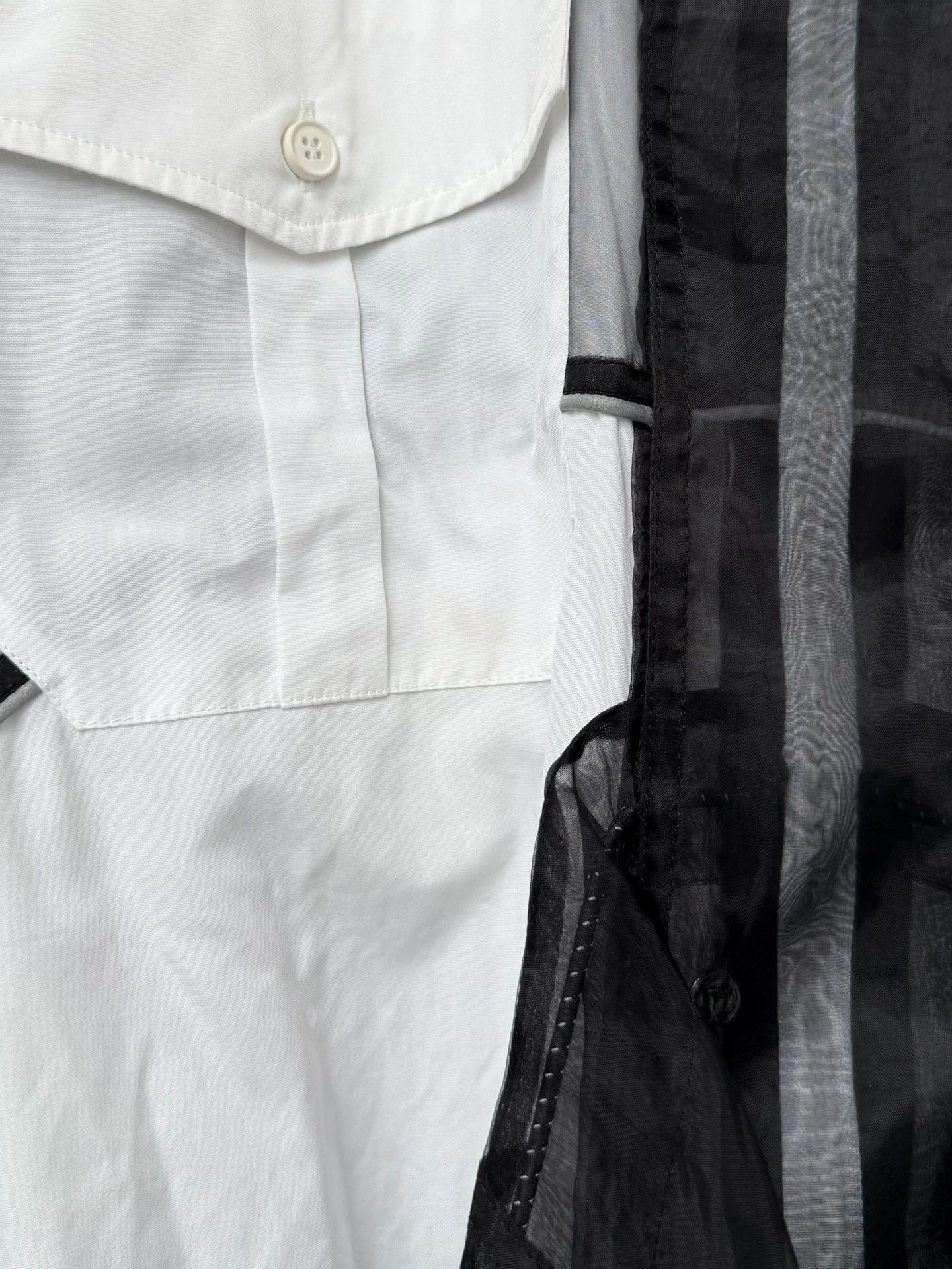 Maison Margiela Maison Margiela S/S19 Organza Double-Layer Shirt B&W 40 Size S / US 4 / IT 40 - 9 Thumbnail