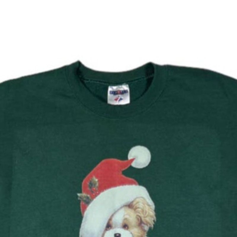 Jerzees Jerzees Green Christmas Sweater | Size L Size L / US 10 / IT 46 - 3 Thumbnail