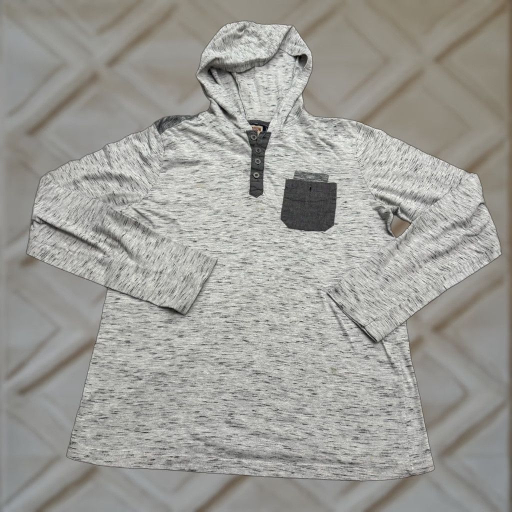 Hudson Hudson Barrow Hoodie Shirt Mens Large Heather Gray Long Sleeve Cotton Size US L / EU 52-54 / 3 - 1 Thumbnail
