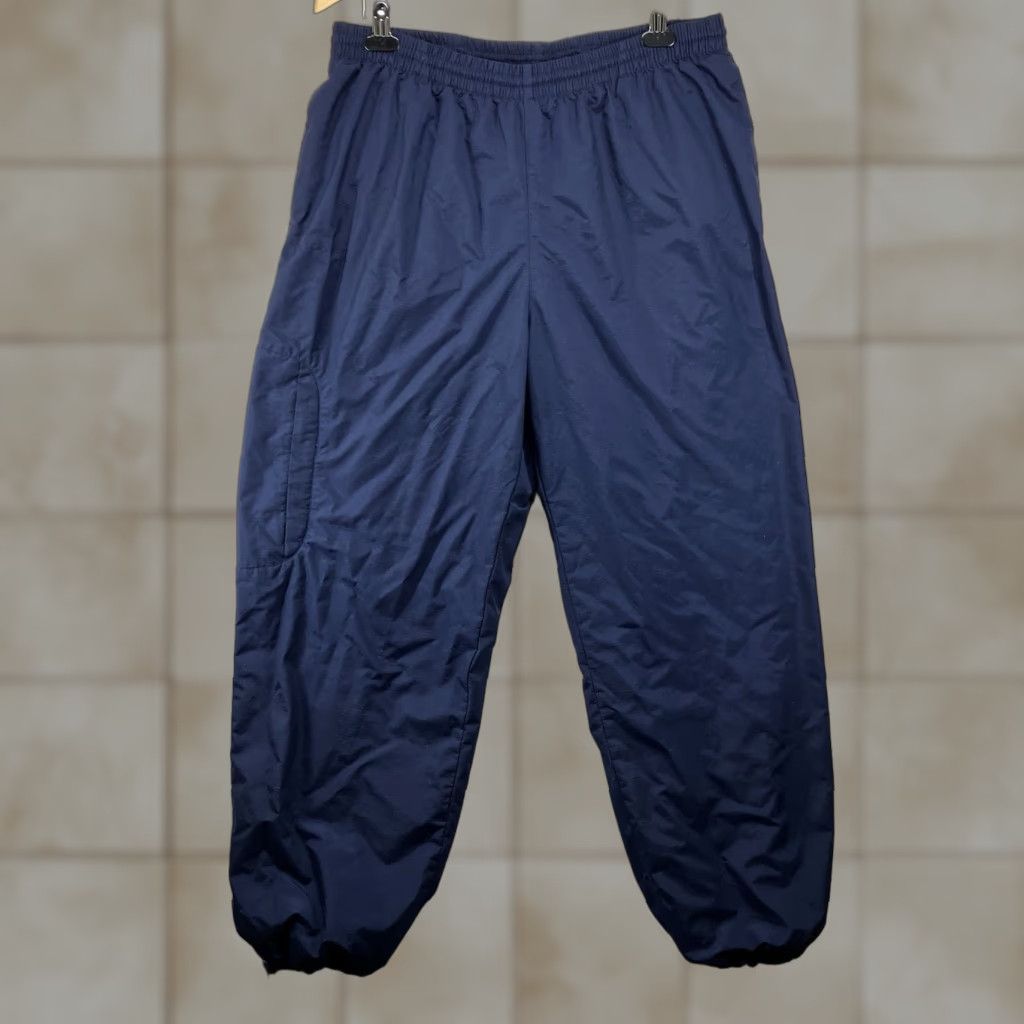 Nike VINTAGE Nike Mens XL Track Pants Navy Blue Yellow Swoosh Zip Ankle Baggy Tapered 90s Sports Logo Size US 36 / EU 52 - 1 Thumbnail
