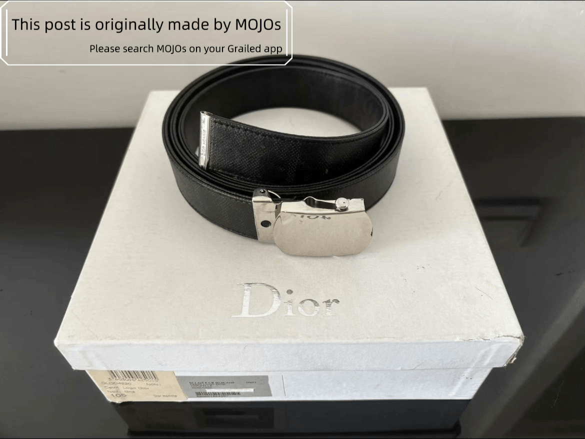 小物 Dior homme D-buckle belt [Hedi] Christian Dior D Buckle Black Aged Leather Belt - Size 90