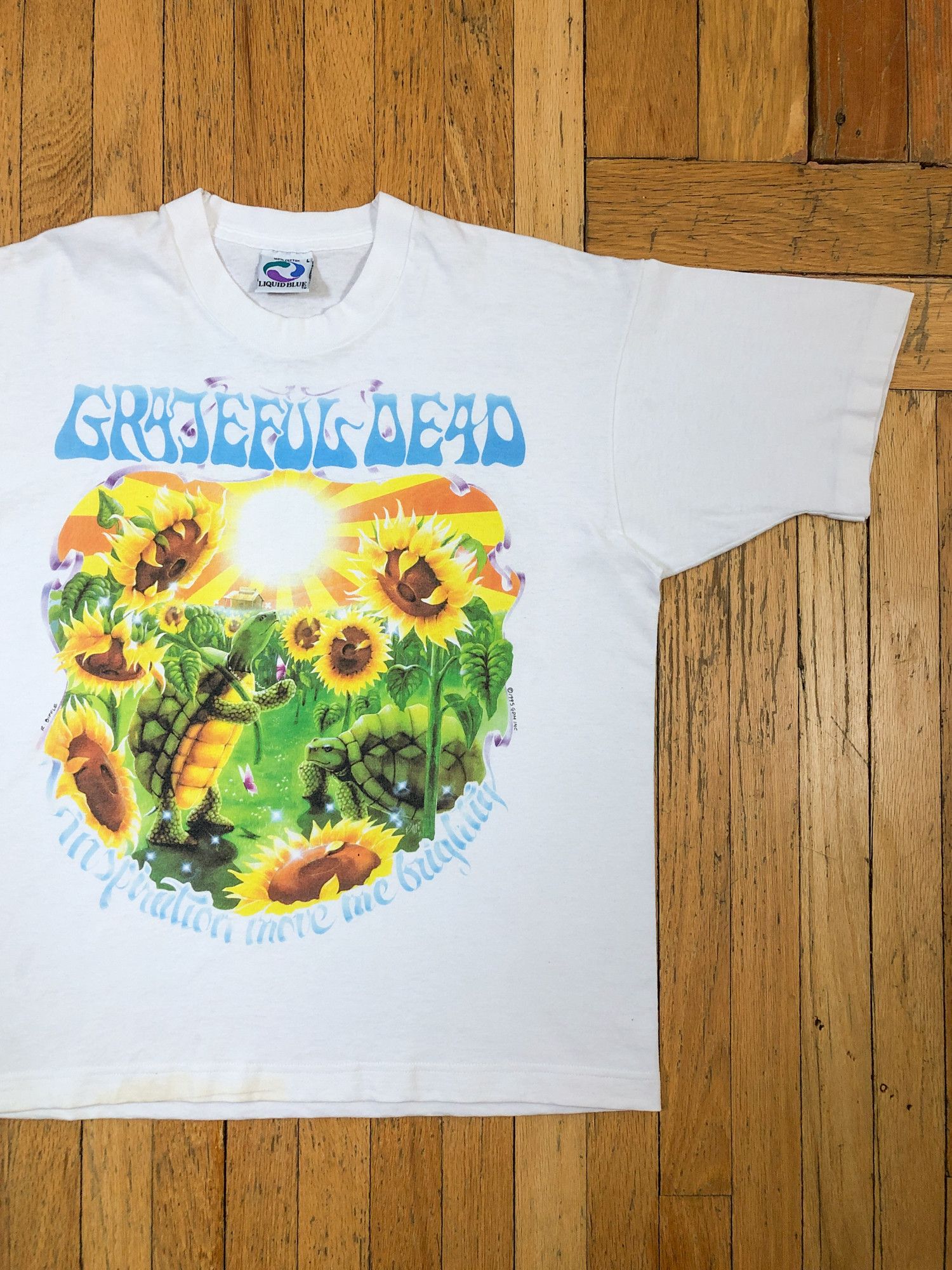image of 1995 Single Stitch Boxy Grateful Dead Summer Tour T-Shirt in White, Men's (Size Large)