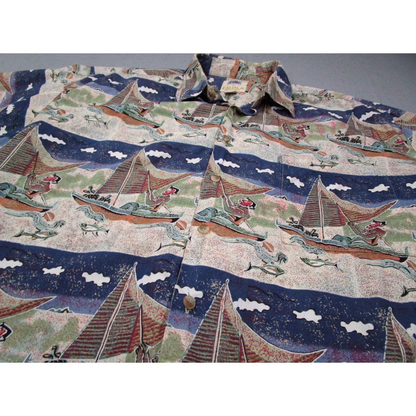 Vintage Kahala Avi Collection Hawaiian Shirt Mens Extra Large Beige Short Sleeve Button Up Nautical Cotton Size US XL / EU 56 / 4 - 2 Thumbnail