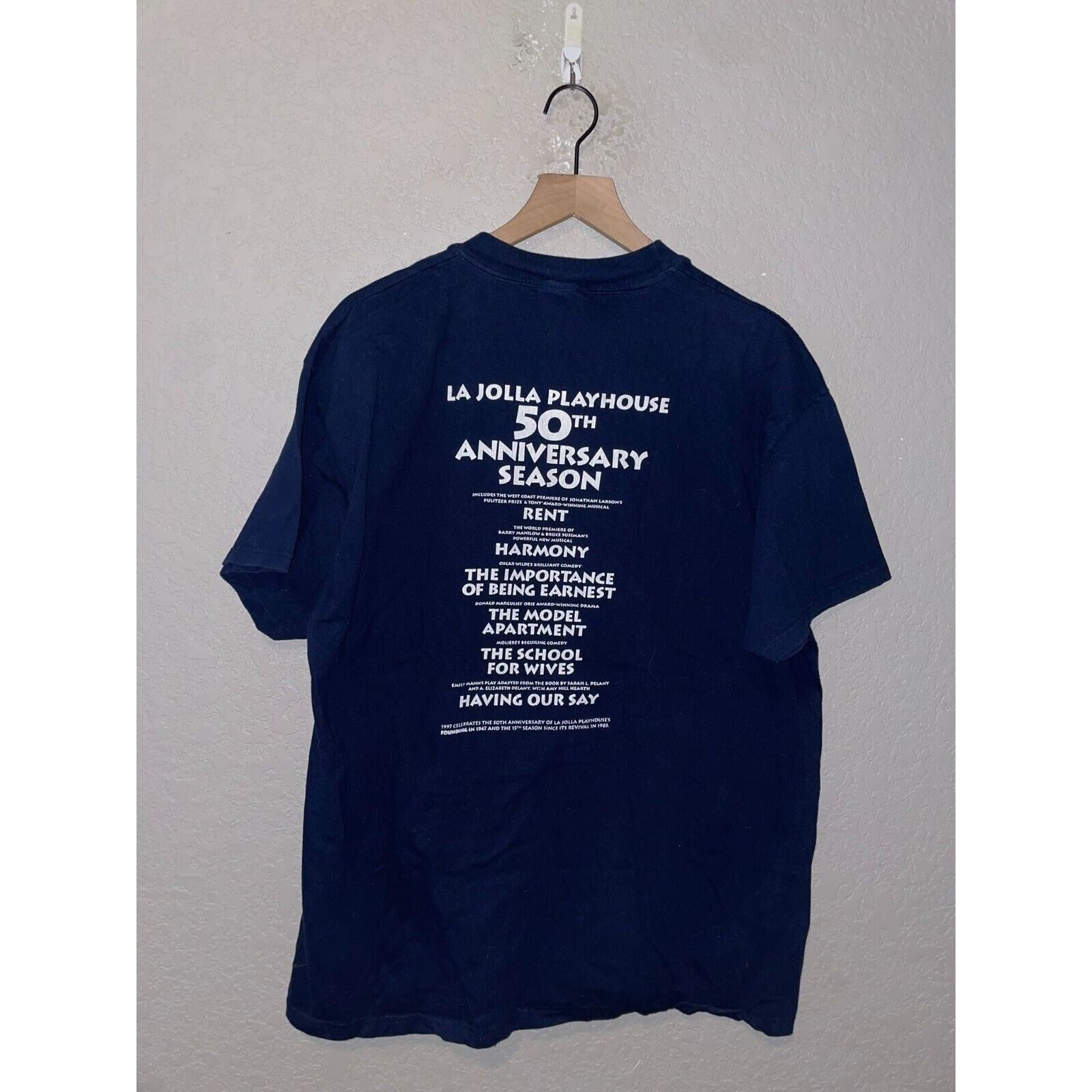 Hanes Vintage Theater Shirt La Jolla Playhouse 50th Blue Tee VTG Size US XL / EU 56 / 4 - 1 Thumbnail