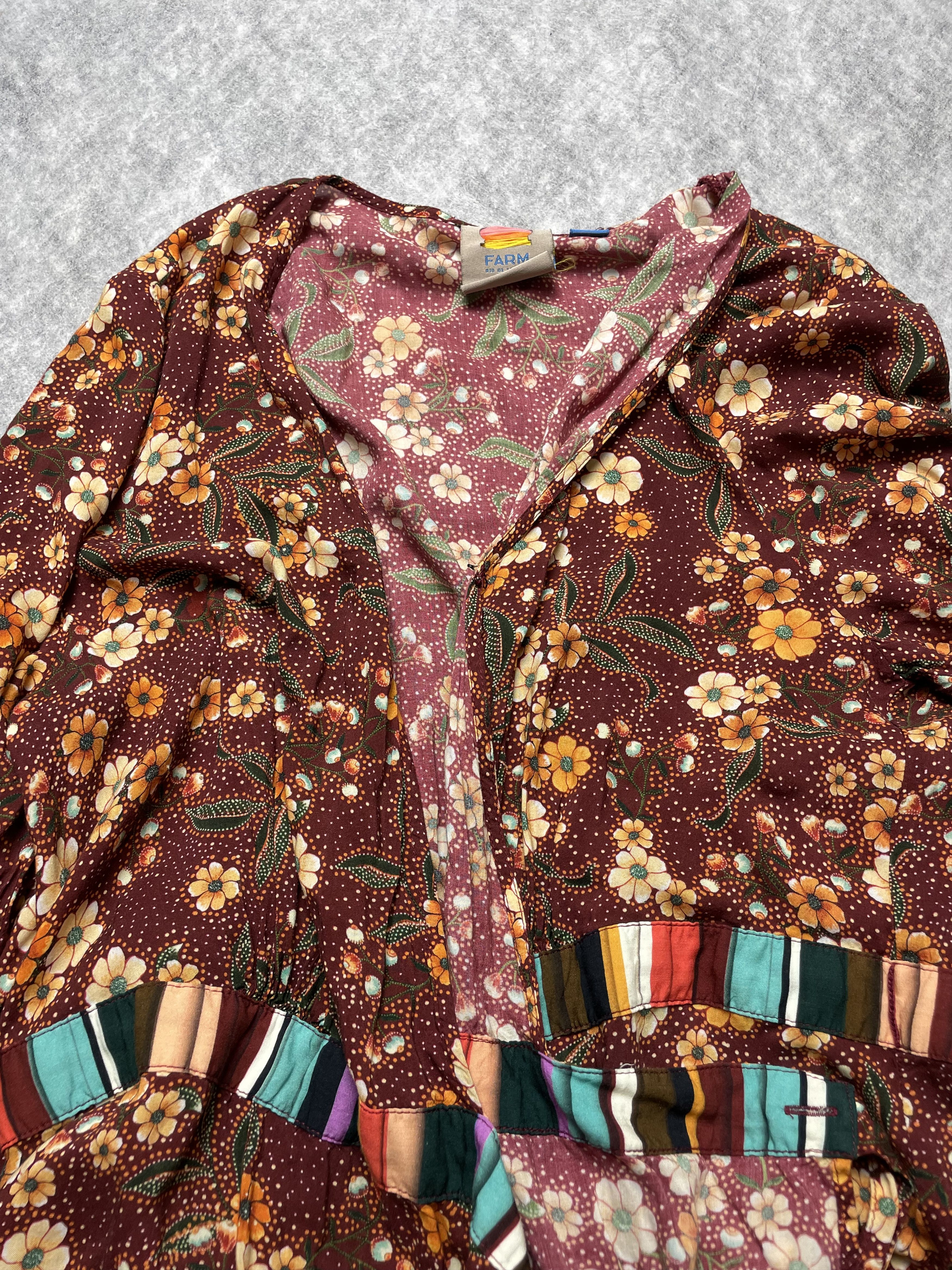 Farm Rio Farm Rio Anthropologie Striped Floral Wrap Dress L Size L / US 10 / IT 46 - 6 Thumbnail
