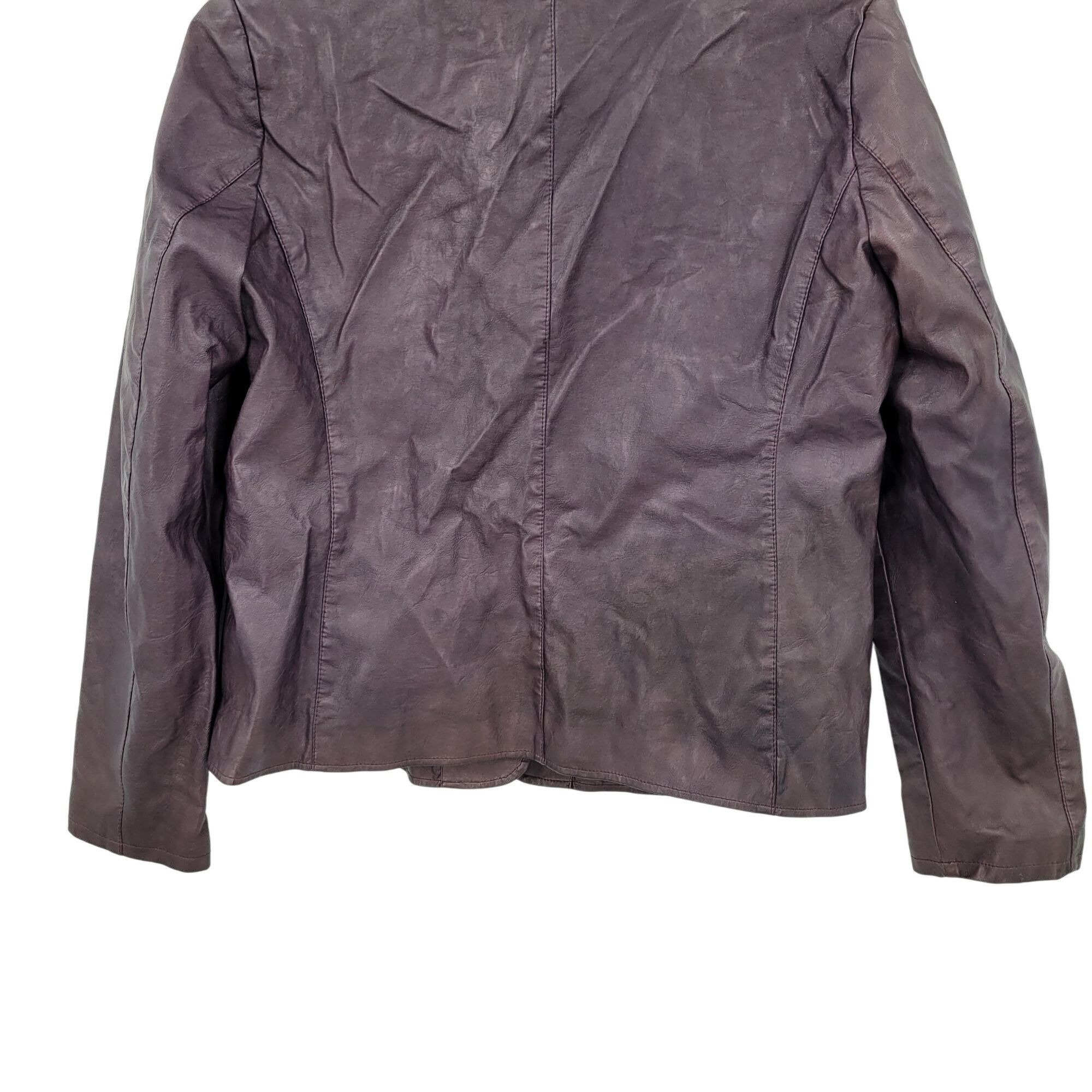 Other Womens Oxblood Vegan Faux Leather Jacket Sz L Eggplant Purpl Size L / US 10 / IT 46 - 9 Thumbnail