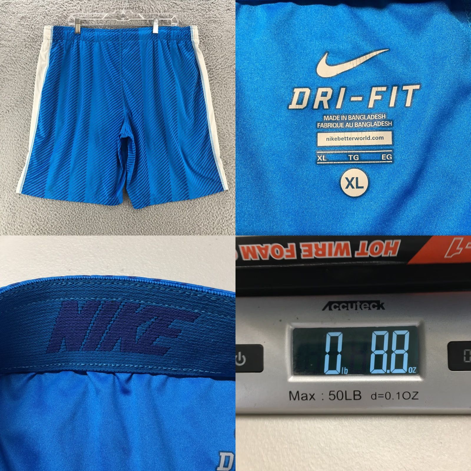 Nike Nike Sports Sweat Shorts Mens XL Blue High Rise Pull On Elastic Waist Pockets Size US 36 / EU 52 - 8 Thumbnail