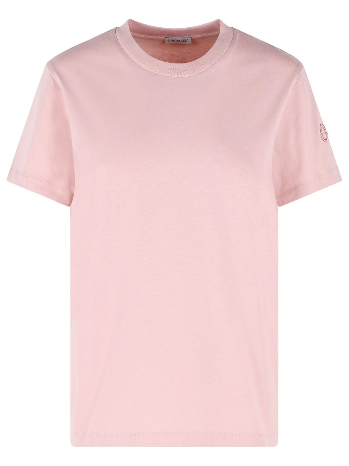 Moncler MONCLER Pink Cotton T-Shirt Size L / US 10 / IT 46 - 1 Thumbnail