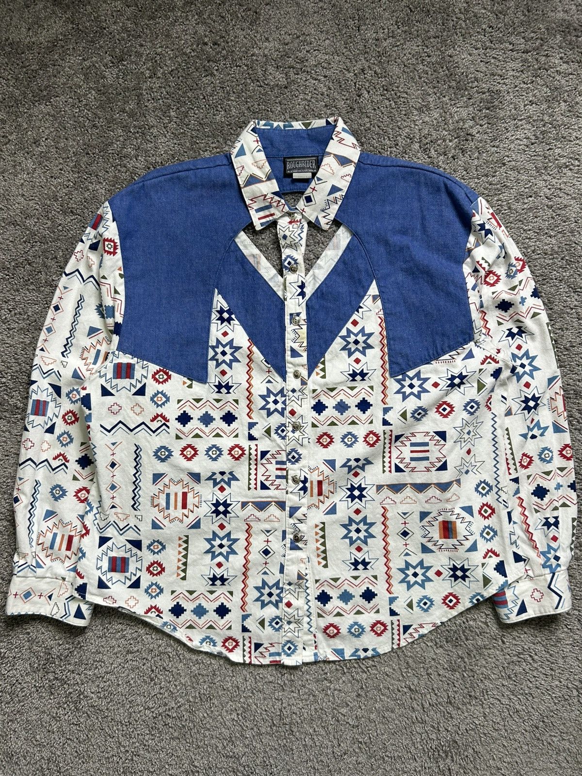 Vintage Vintage 80s/90s Roughrider Aztec Tribal Western Button Up Size US XL / EU 56 / 4 - 1 Thumbnail