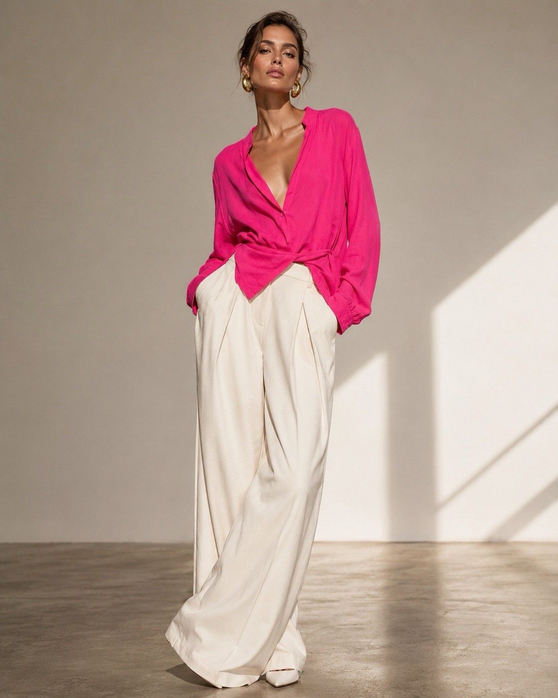 Other Dana Buchman 100% Silk Wrap Blouse Womens 22 Pink Fuchsia Size 3XL / US 20-22 - 1 Thumbnail