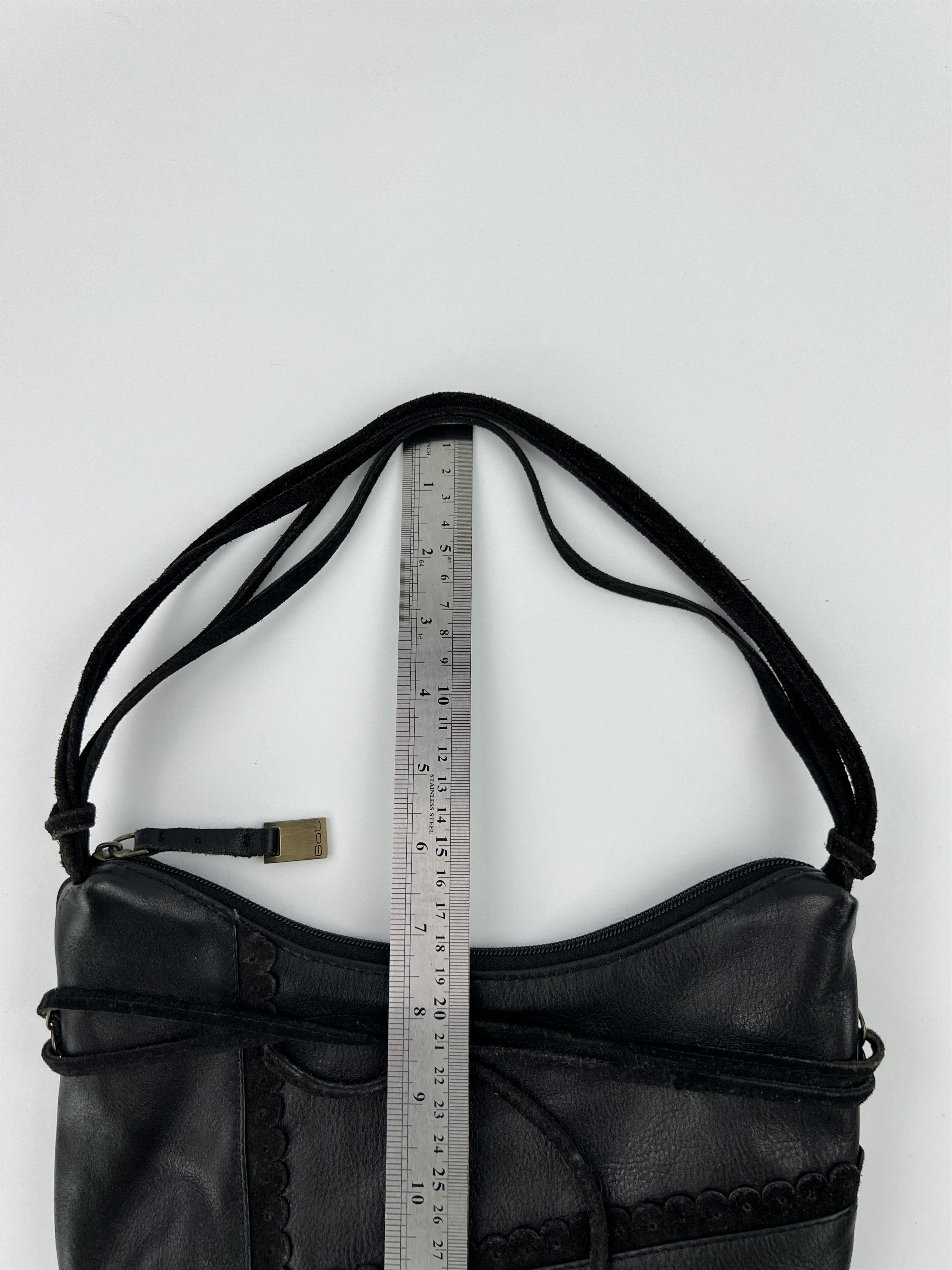 Japanese Brand Y2K Style Black Leather Mini Bag Strap Emo Goth Avant Garde Size ONE SIZE - 5 Thumbnail