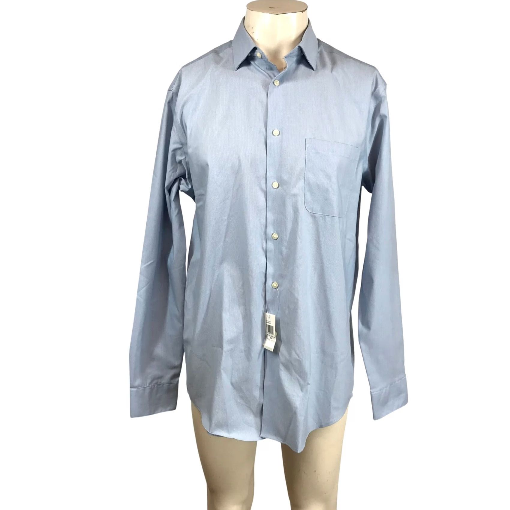 Calvin Klein Calvin Klein Mens Fresh Comfort Regular Fit Stretch Shirt Blue M 15-15.5 34/35 Size US L / EU 52-54 / 3 - 2 Thumbnail