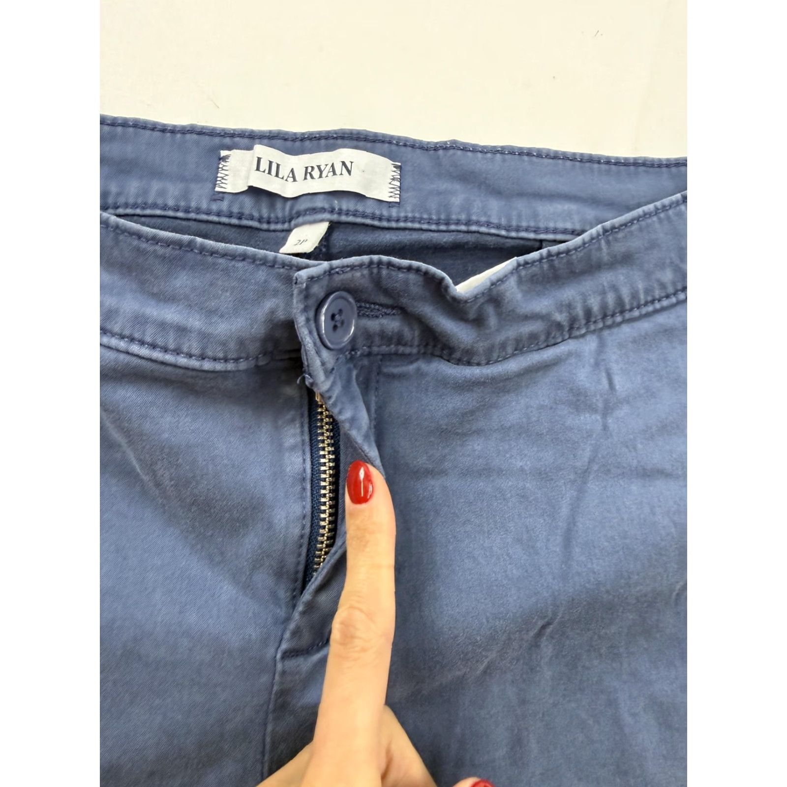Vintage Lila Ryan Pants Womens 2P Chino Twill Straight Leg Blue Casual Petite Regular Front Zip Button Pockets Size 26" / US 2 / IT 38 - 4 Thumbnail