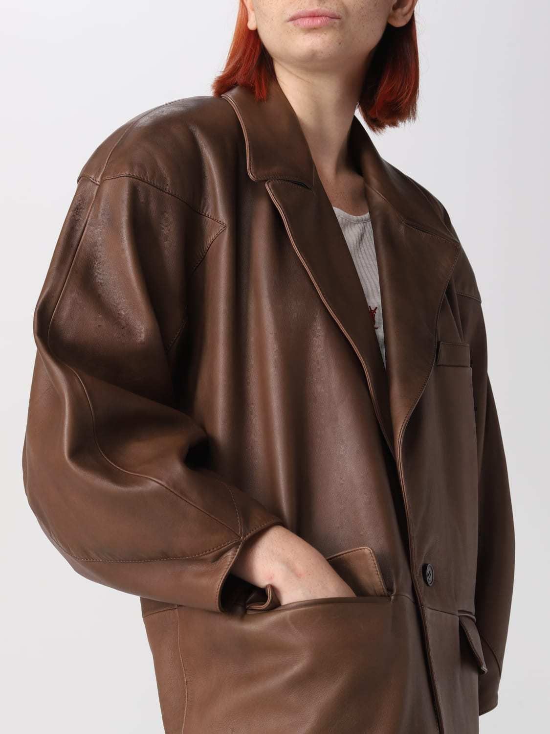 Saint Laurent Paris o1bcso1str1124 Oversized Jacket In Lambskin in Brown Size M / US 6-8 / IT 42-44 - 5 Thumbnail