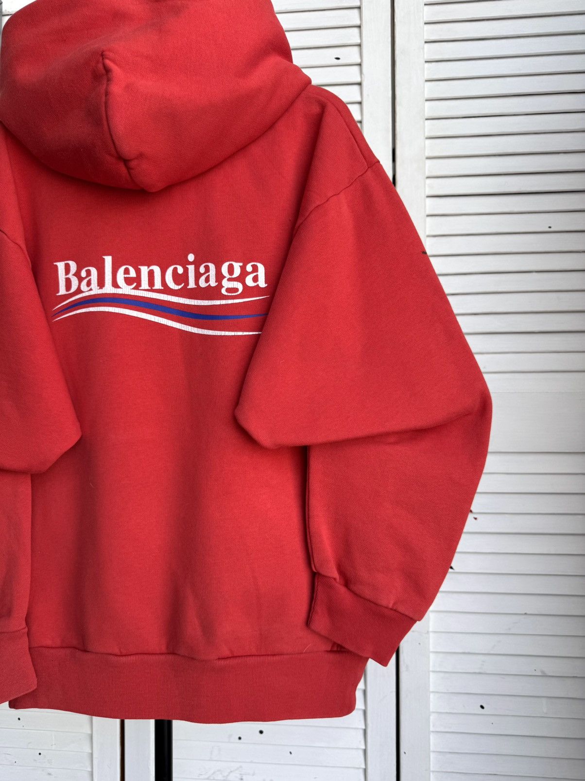 Balenciaga Balenciaga Campaign Wave Logo Pullover Hoodie Red Authentic Size US XXS / EU 40 - 10 Thumbnail