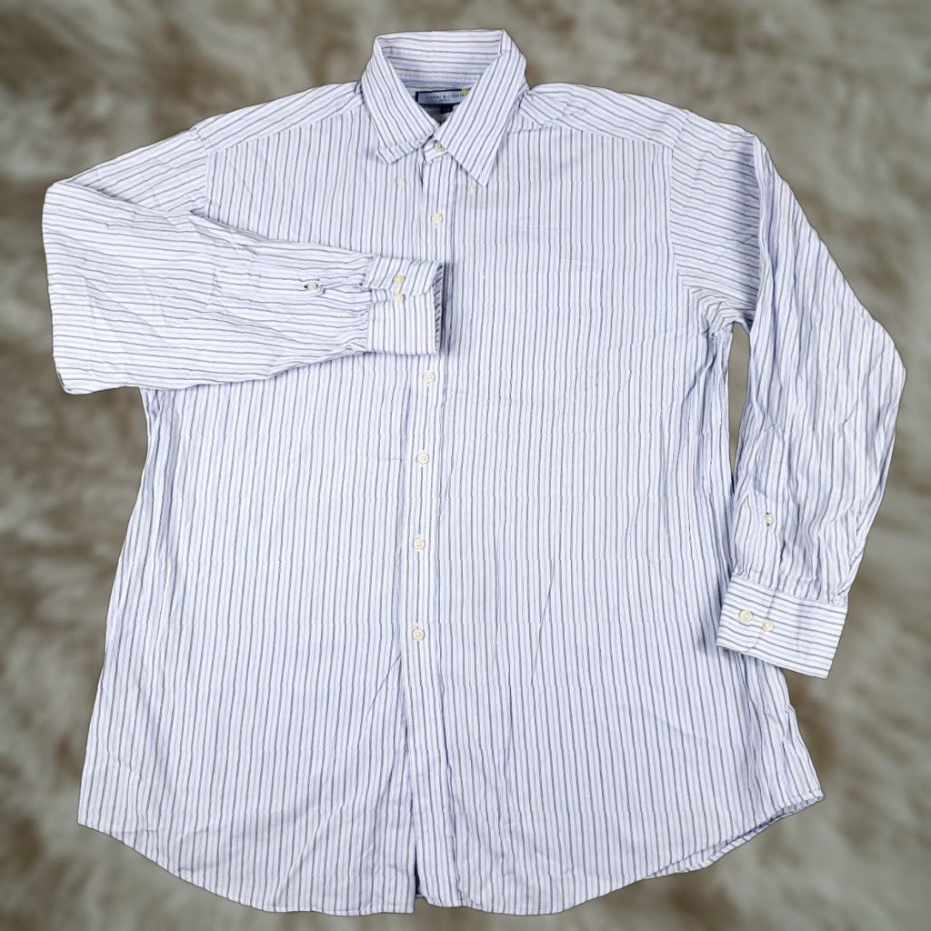 Tommy Hilfiger Tommy Hilfiger Button-Up Shirt Mens XL Blue Striped Casual Long Sleeve Classic Modern Preppy Size US XL / EU 56 / 4 - 1 Thumbnail