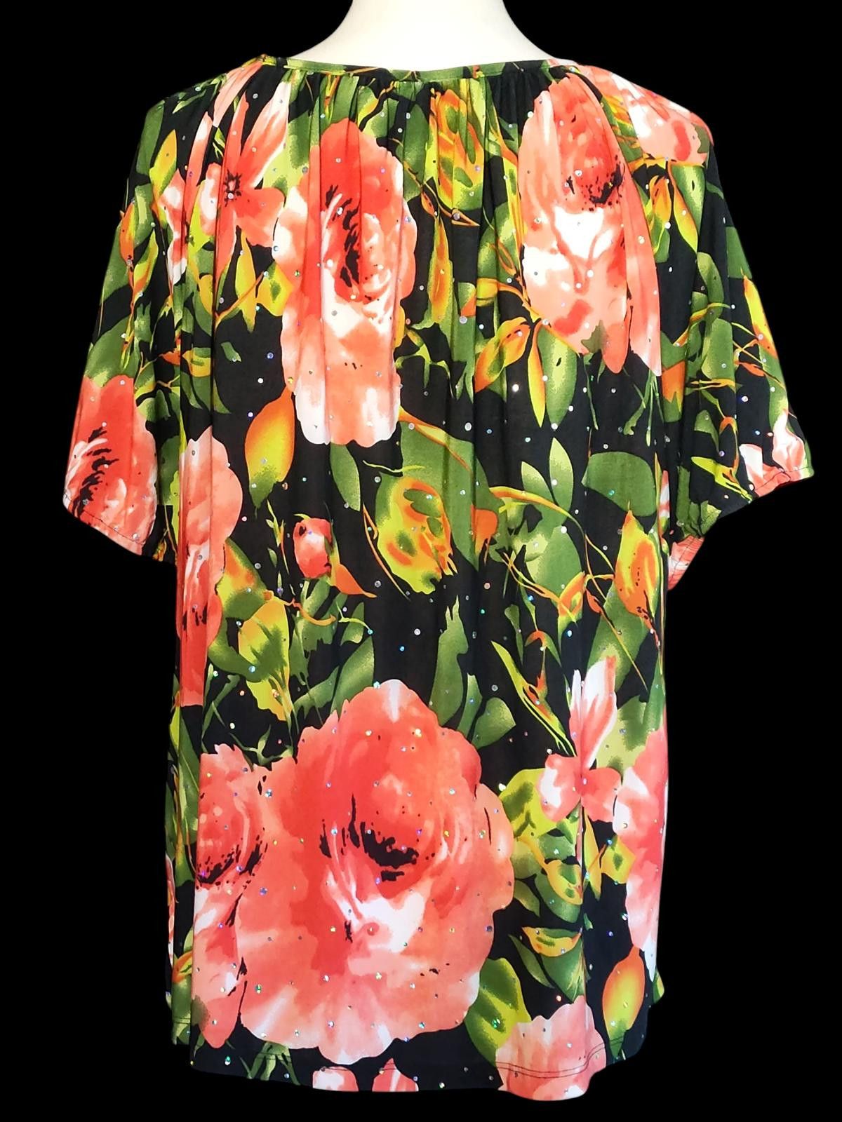 Other C.D. Daniels Floral Print Women's Tunic Top w Short Sleeves Size XXL / US 16-18 / IT 52-54 - 6 Thumbnail