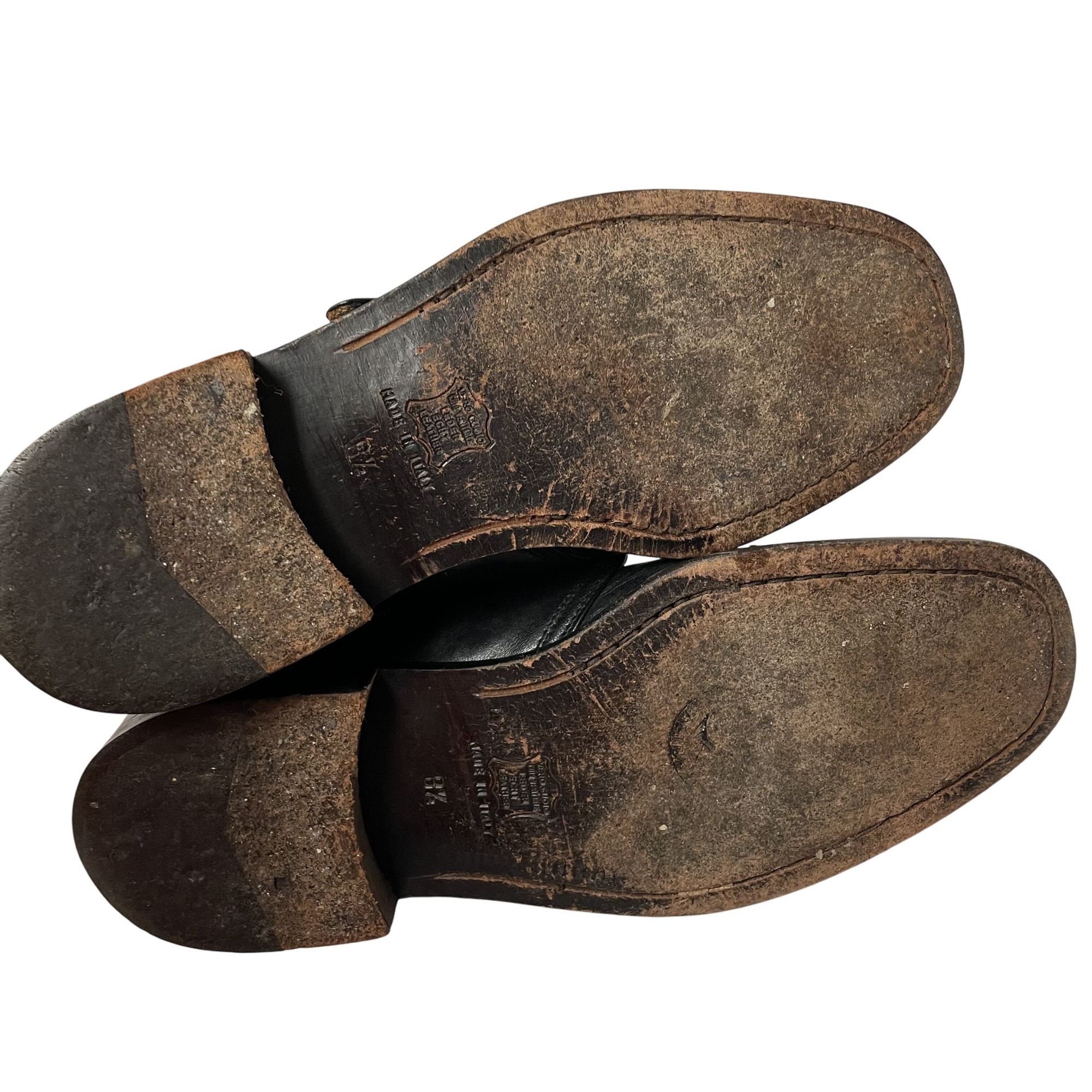Other Vtg Mario Calugi ITALY Black Leather MONK STRAP DRESS Shoes Size US 8.5 / EU 41-42 - 6 Thumbnail