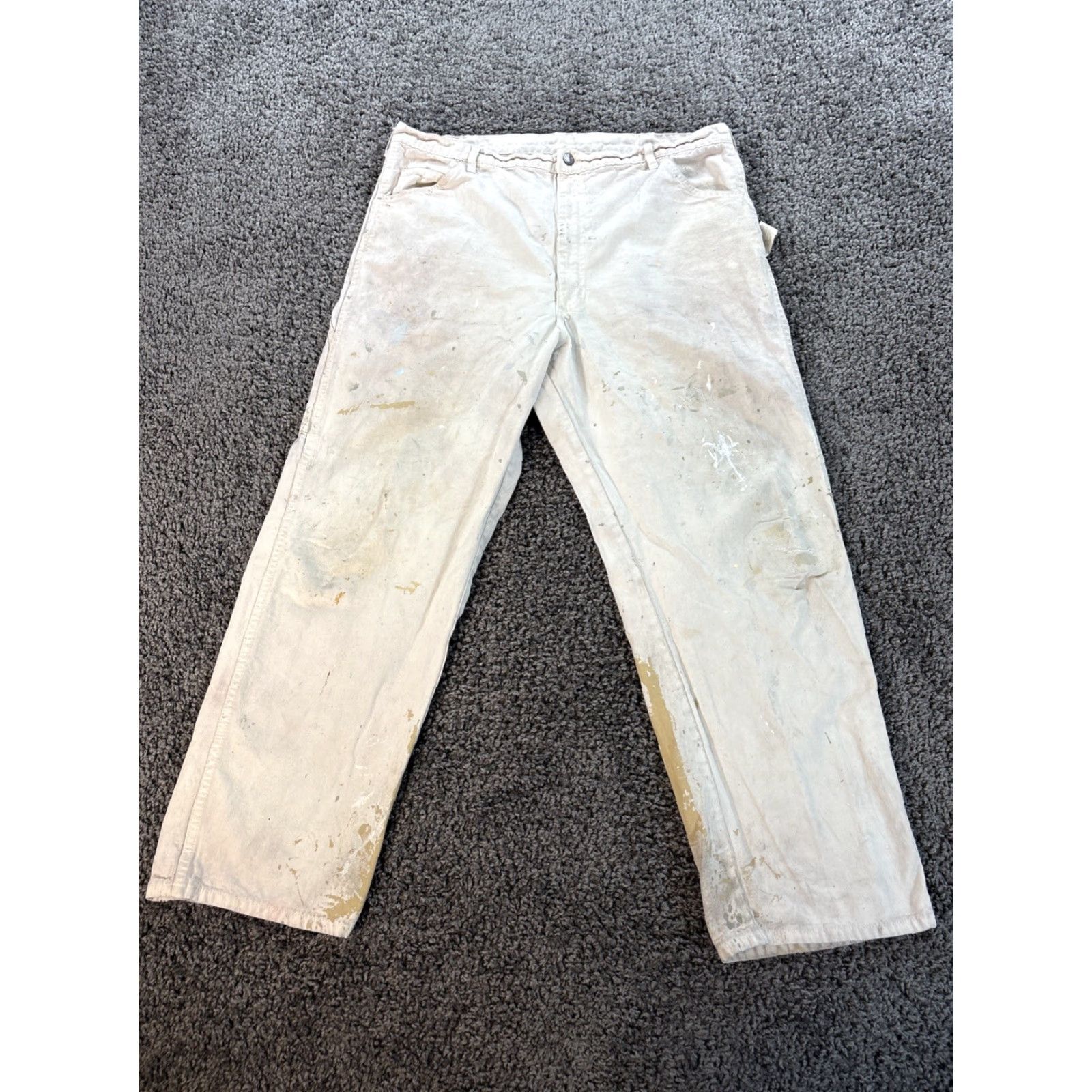 Vintage VINTAGE Big Yank Carpenter Pants Mens 38x28 Canvas Workwear USA Made Pants 5-Pocket Design Straight Leg 80s 90s Retro USA White Cotton Sanforized Size US 38 / EU 54 - 3 Thumbnail