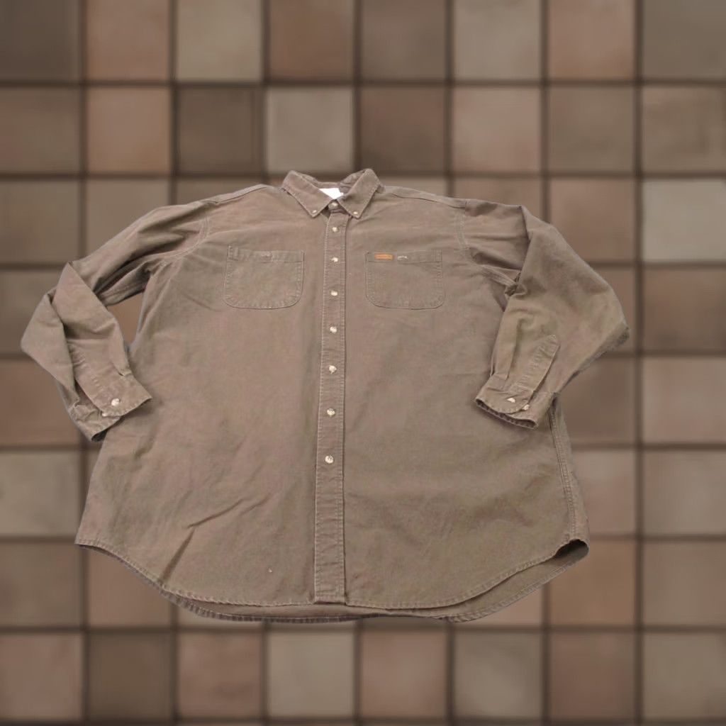 Carhartt Carhartt Shirt Mens XLT Brown Workwear Outdoors USA Made 90s Logo Button-Up Long Sleeve VINTAGE Size US XL / EU 56 / 4 - 1 Thumbnail
