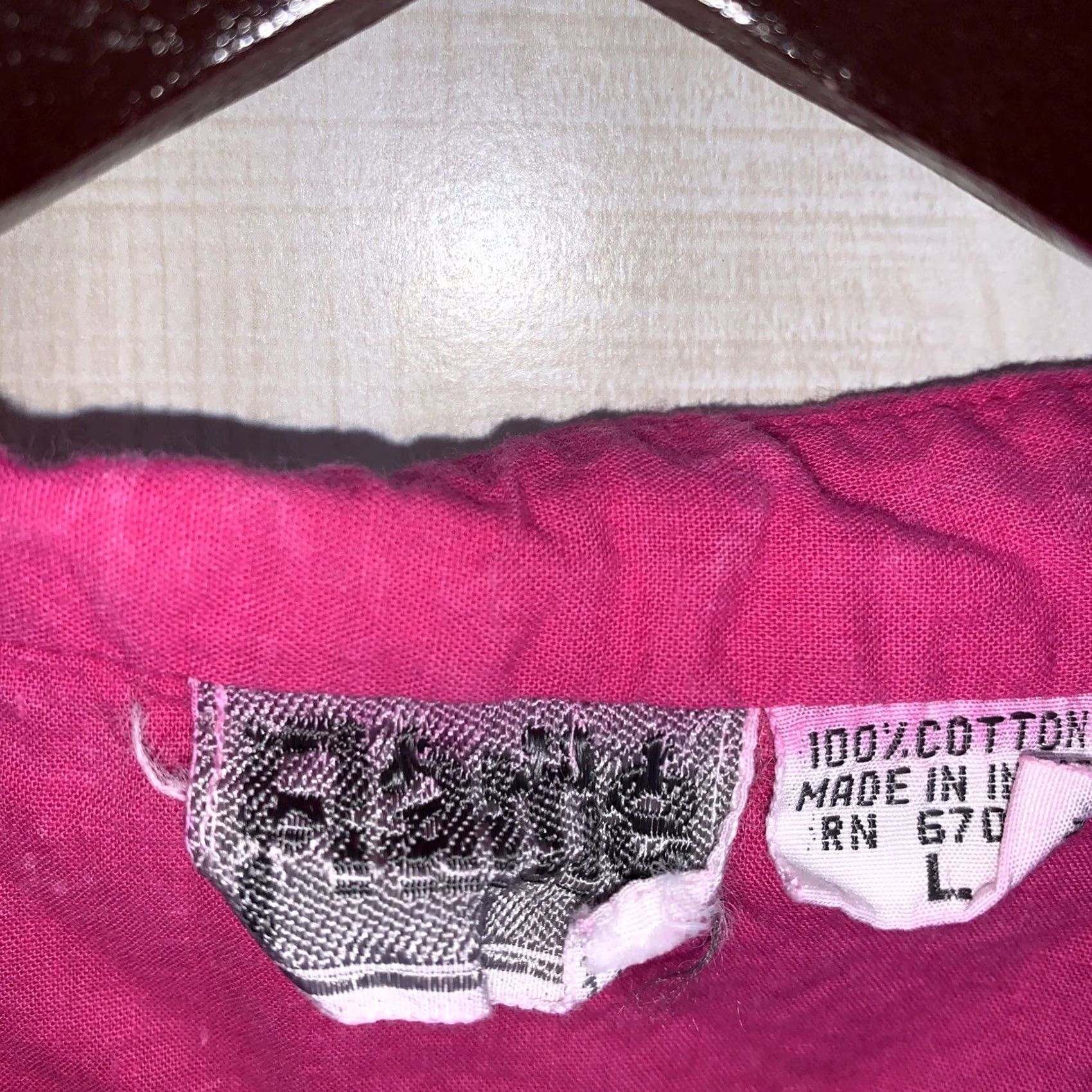 Frame VINTAGE Rame Shirt Womens Crop Tie Front Cotton Top Pink L-7038 1980s 1990s Ladies Size L / US 10 / IT 46 - 2 Thumbnail