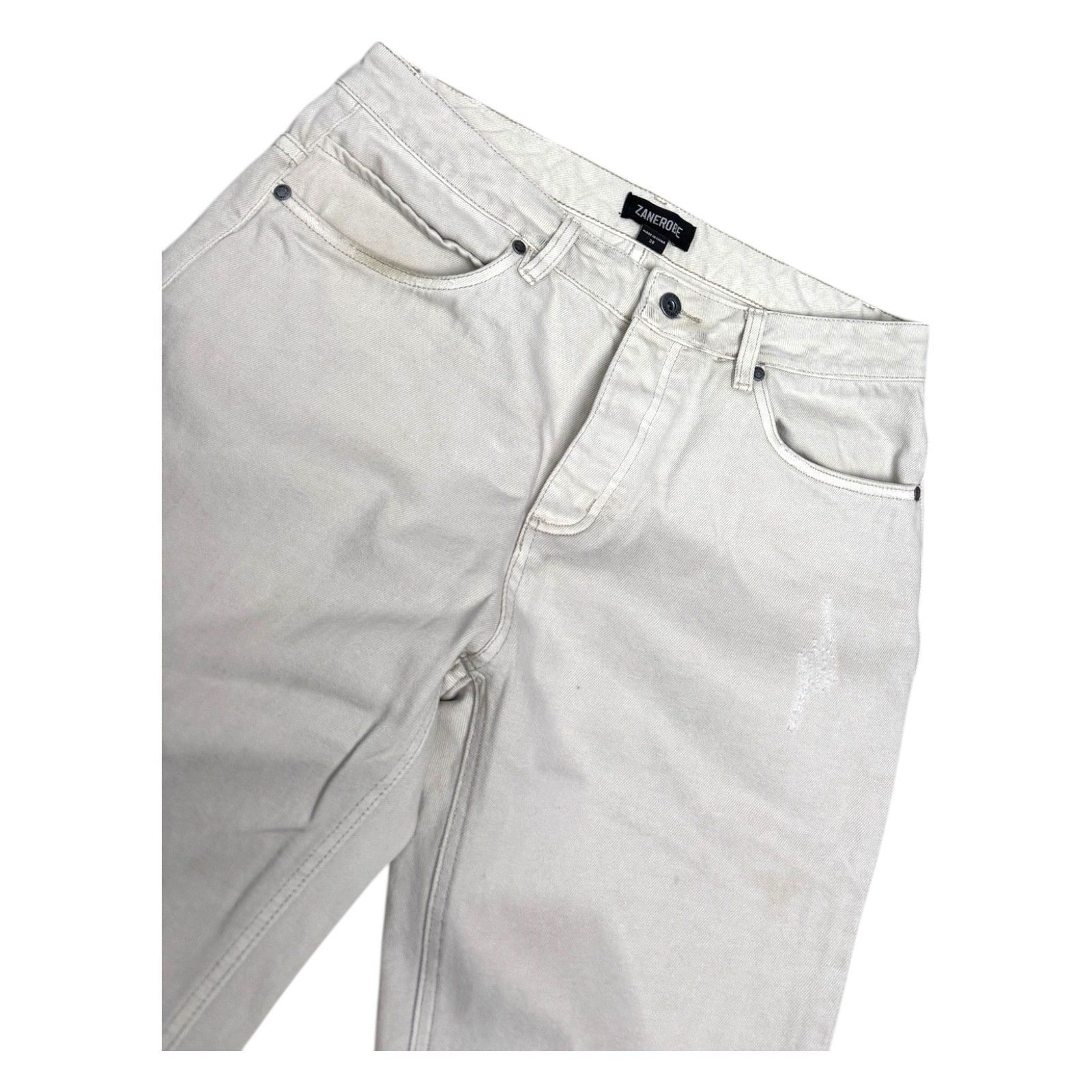 Zanerobe ZANEROBE Designer Streetwear Casual Cream Denim Jeans 34x28 Size US 34 / EU 50 - 6 Thumbnail