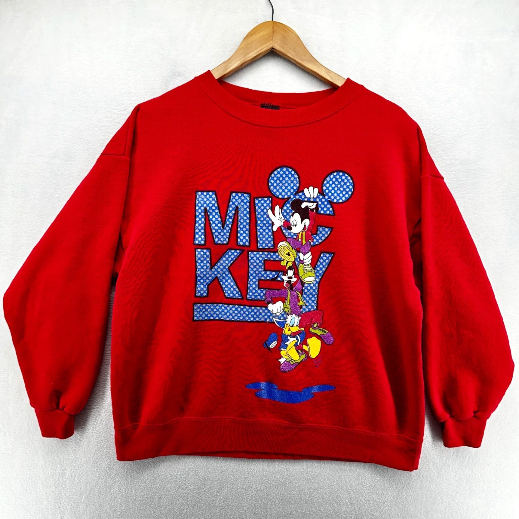 Disney Disney Mickey Unlimited Pullover Sweatshirt Red Men's M/L Crew Neck Sweatshirt Size US M / EU 48-50 / 2 - 2 Thumbnail