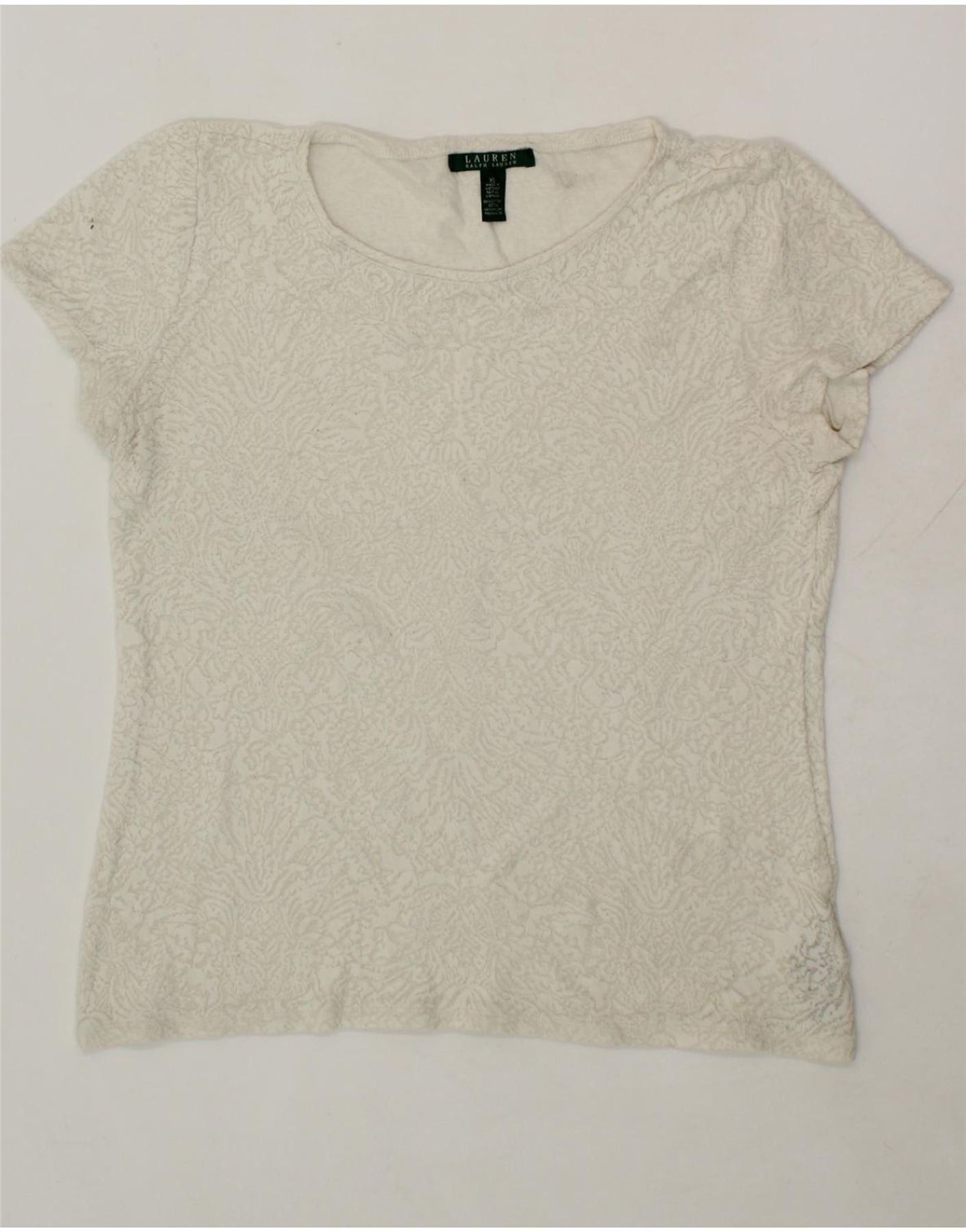 Ralph Lauren Womens T-Shirt Top UK 18 XL White Floral Cotton Size XL / US 12-14 / IT 48-50 - 1 Thumbnail