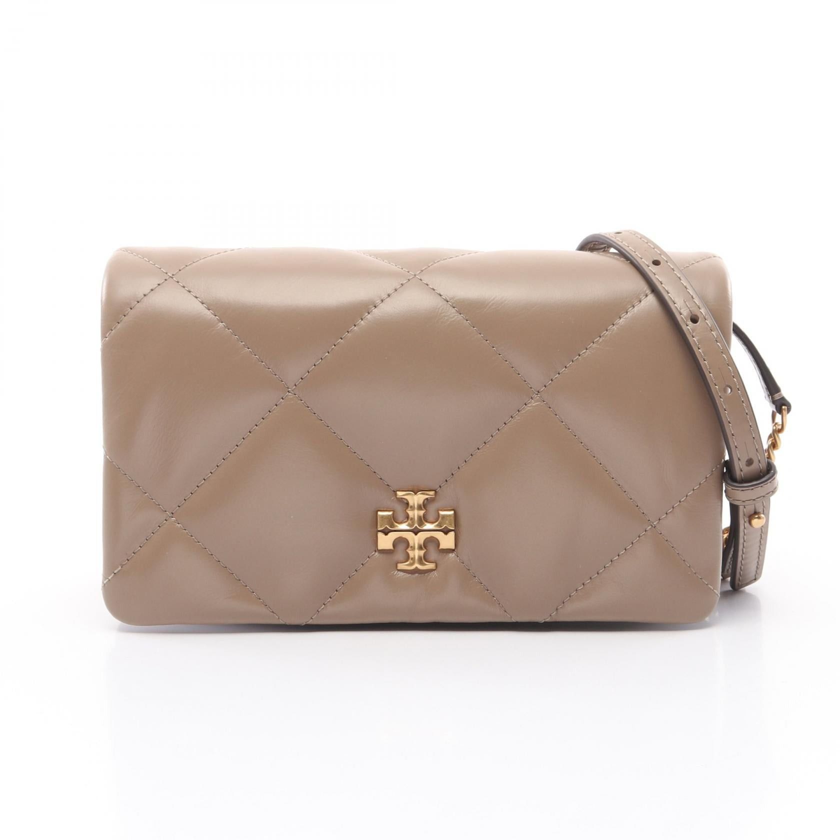 Tory Burch Kira Diamond Shoulder Bag Leather Beige in Neutrals, Women's