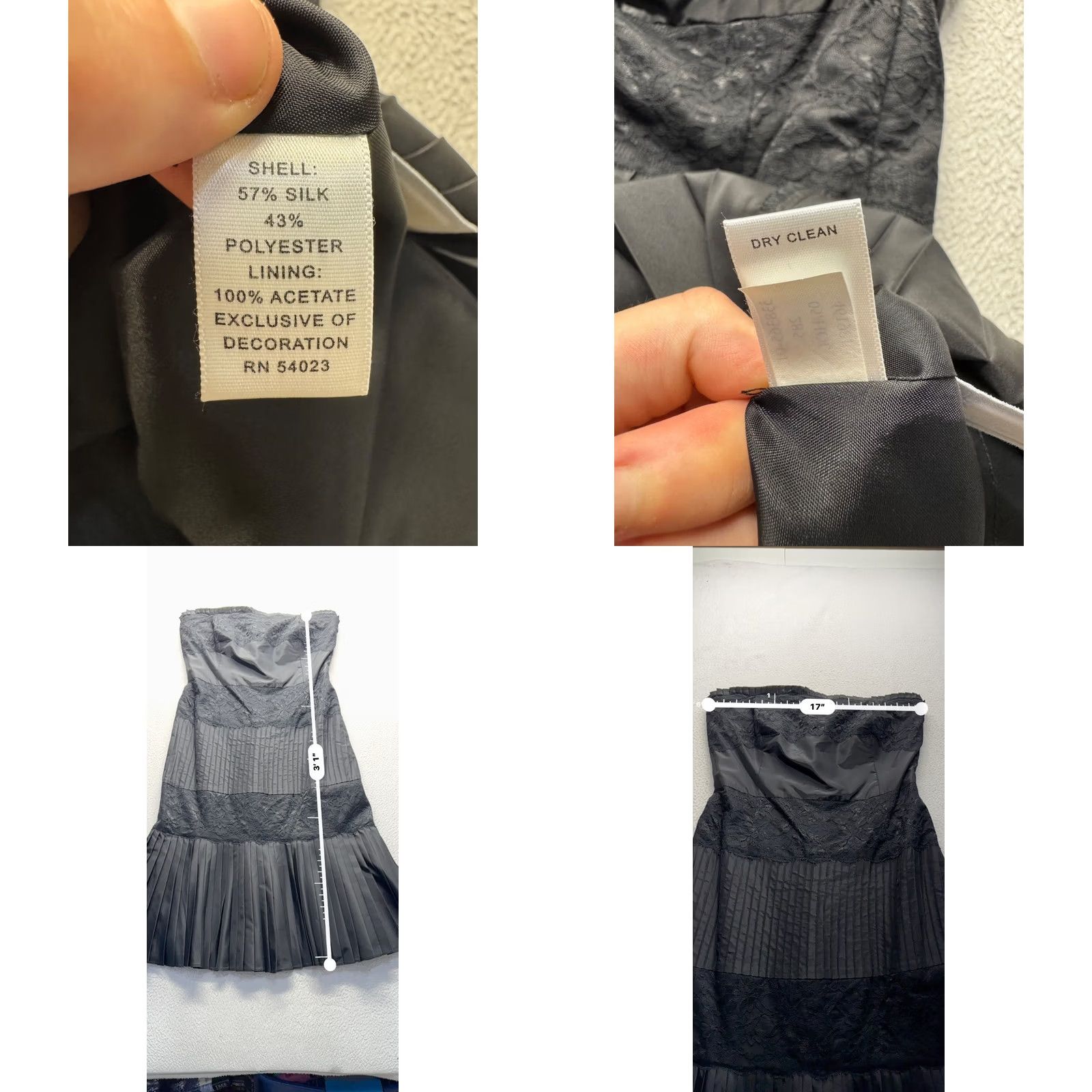 Banana Republic Banana Republic Strapless Silk Black Pleated Lace Cocktail Dress Womens 10 Knee Length"} Size L / US 10 / IT 46 - 8 Thumbnail