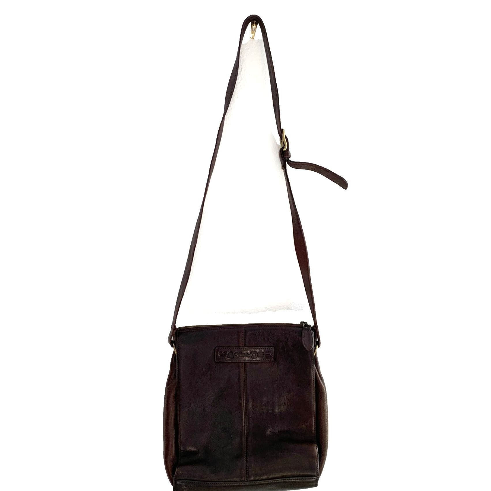Fossil VINTAGE Fossil Dark Brown Pebble Leather Key Charm Crossbody Satchel Bag Purse Size ONE SIZE - 3 Thumbnail