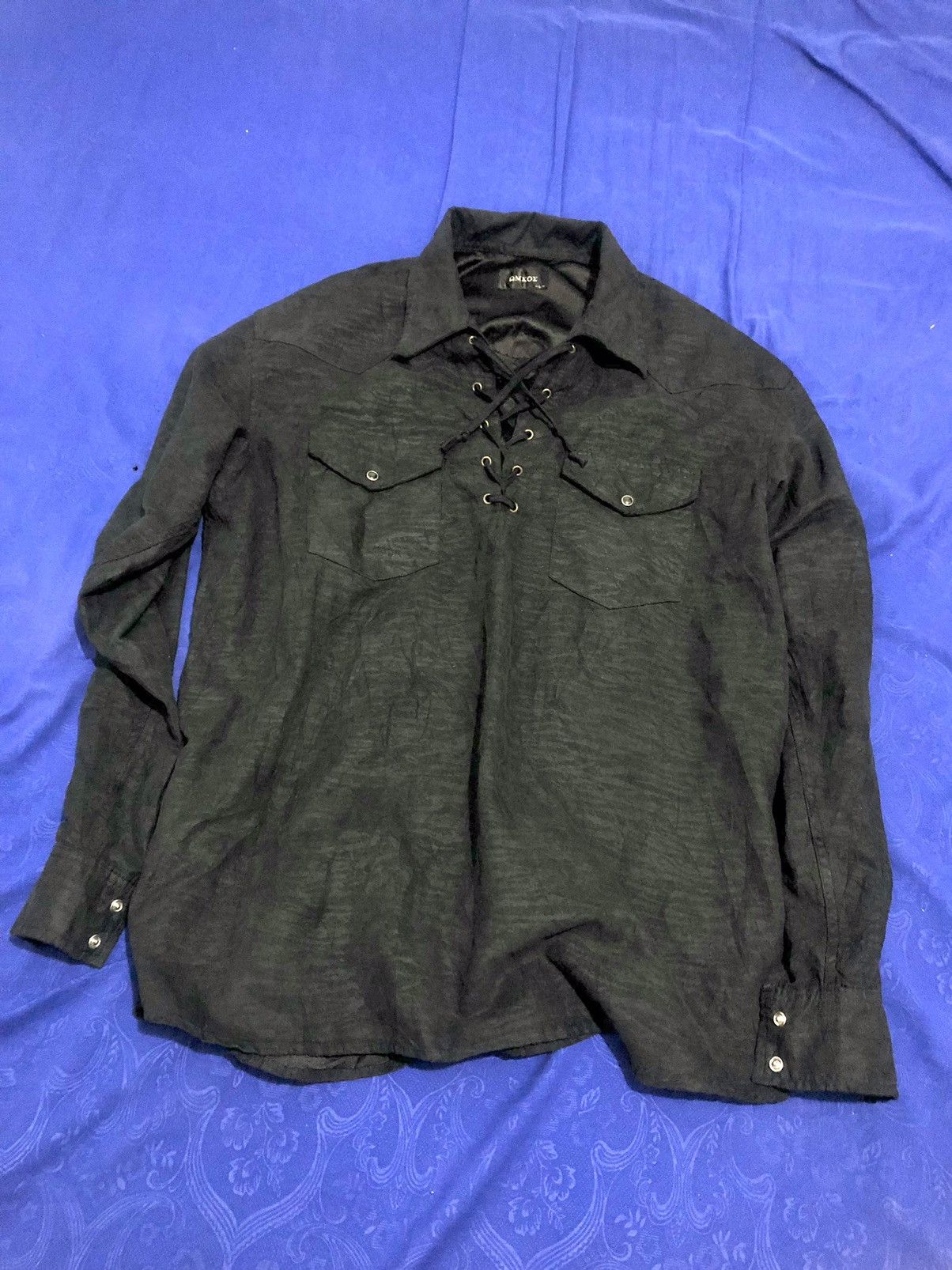 If Six Was Nine × Japanese Brand × Le Grande Bleu (L.G.B.) 🔥SICK OMKOE GOTH PUNK SHIRT LGB STYLE Size US L / EU 52-54 / 3 - 1 Thumbnail