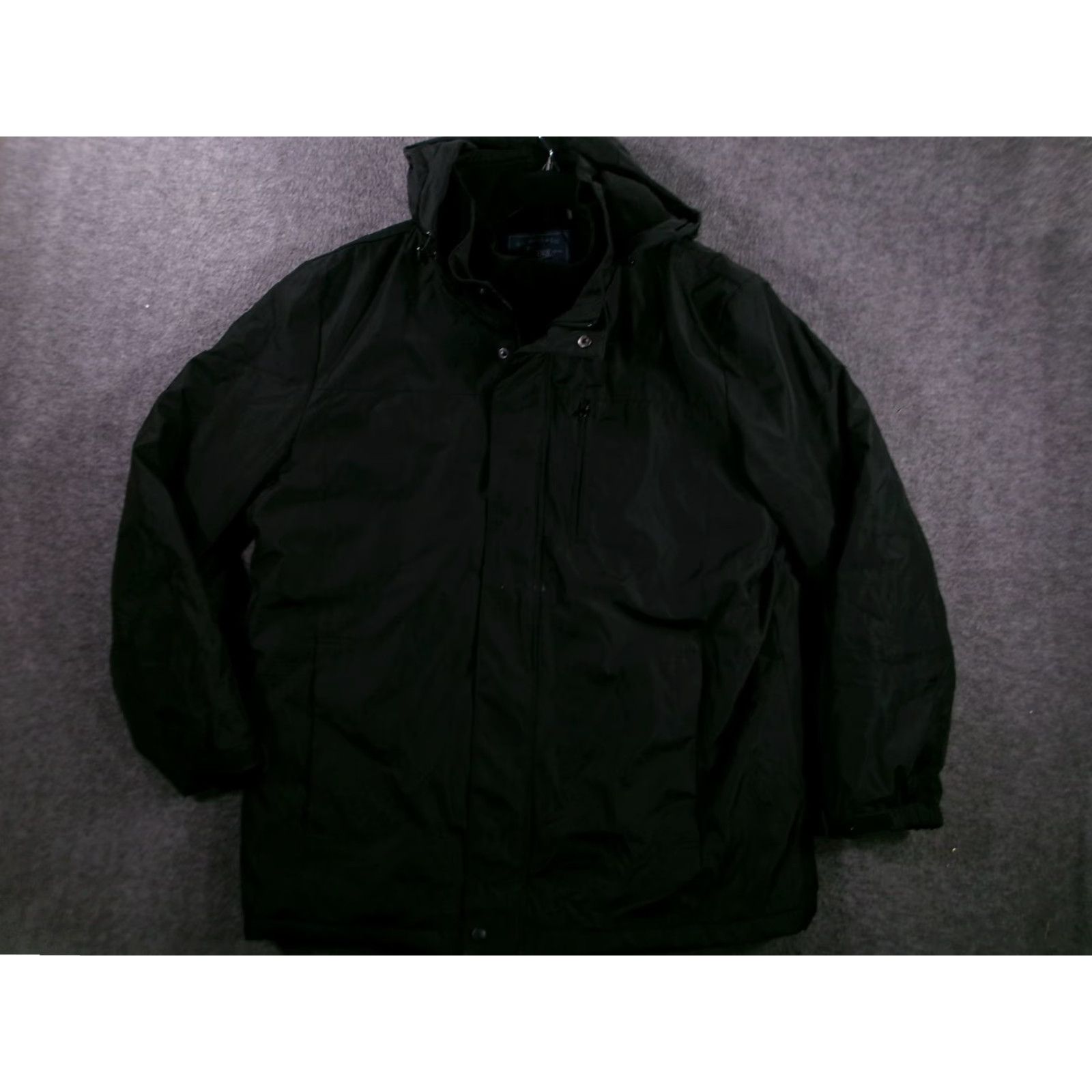 Vintage GH Bass Mens Jacket L Black Hooded Parka Coat Polyester Insulated Storm Flap Size US L / EU 52-54 / 3 - 2 Thumbnail