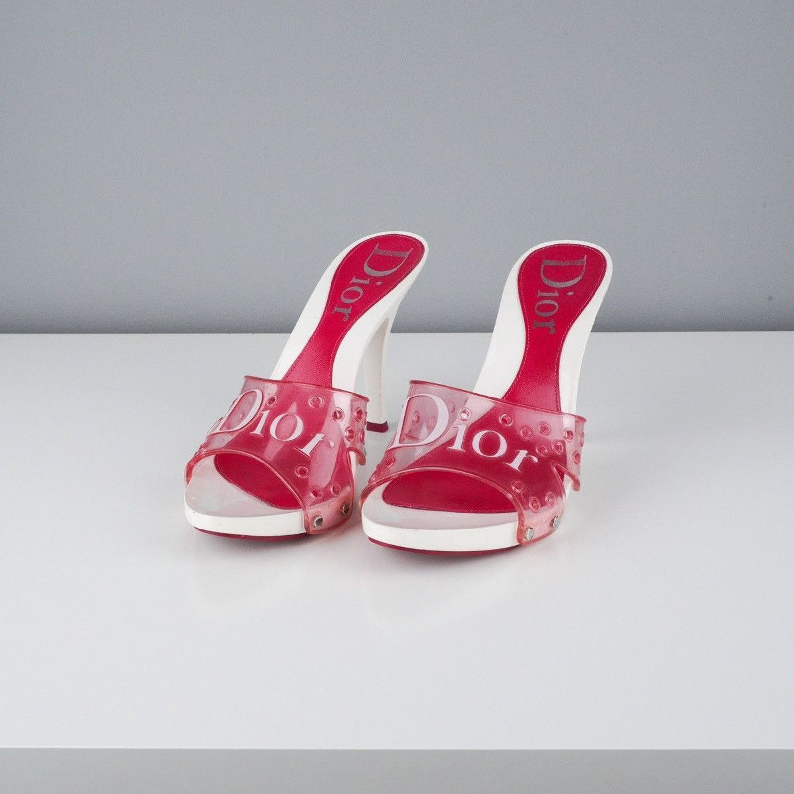 Vintage 90S Christian Dior Pink White Heels Shoes, Women's (Size 5)