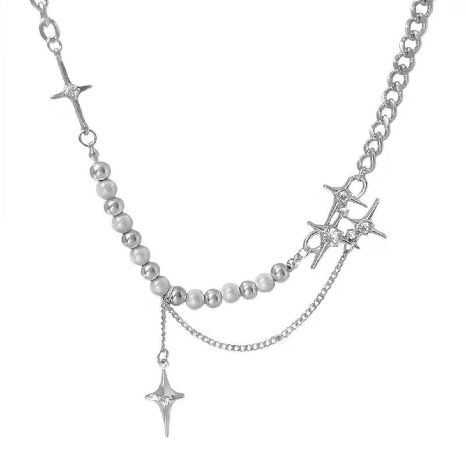 Other Silver Chain Necklace with Beads and Spikes Size ONE SIZE - 5 Thumbnail