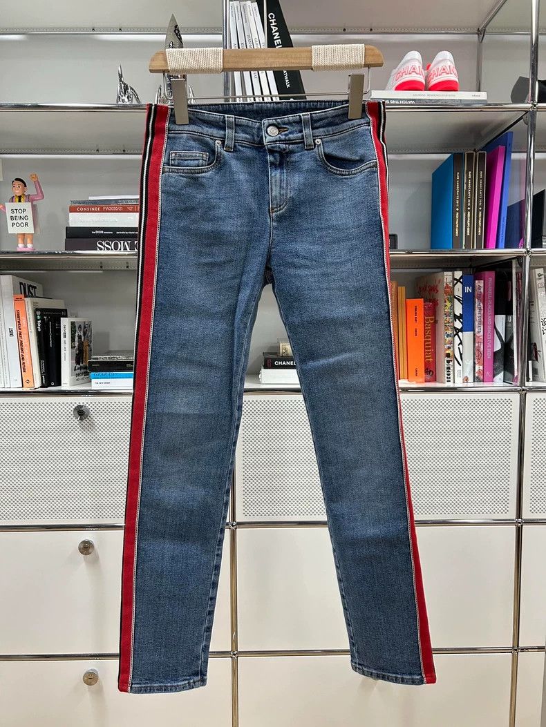 Alexander McQueen Alexander Mcqueen Kun blue jeans side striped webbing Size 25" / US 0 / IT 36 - 1 Thumbnail