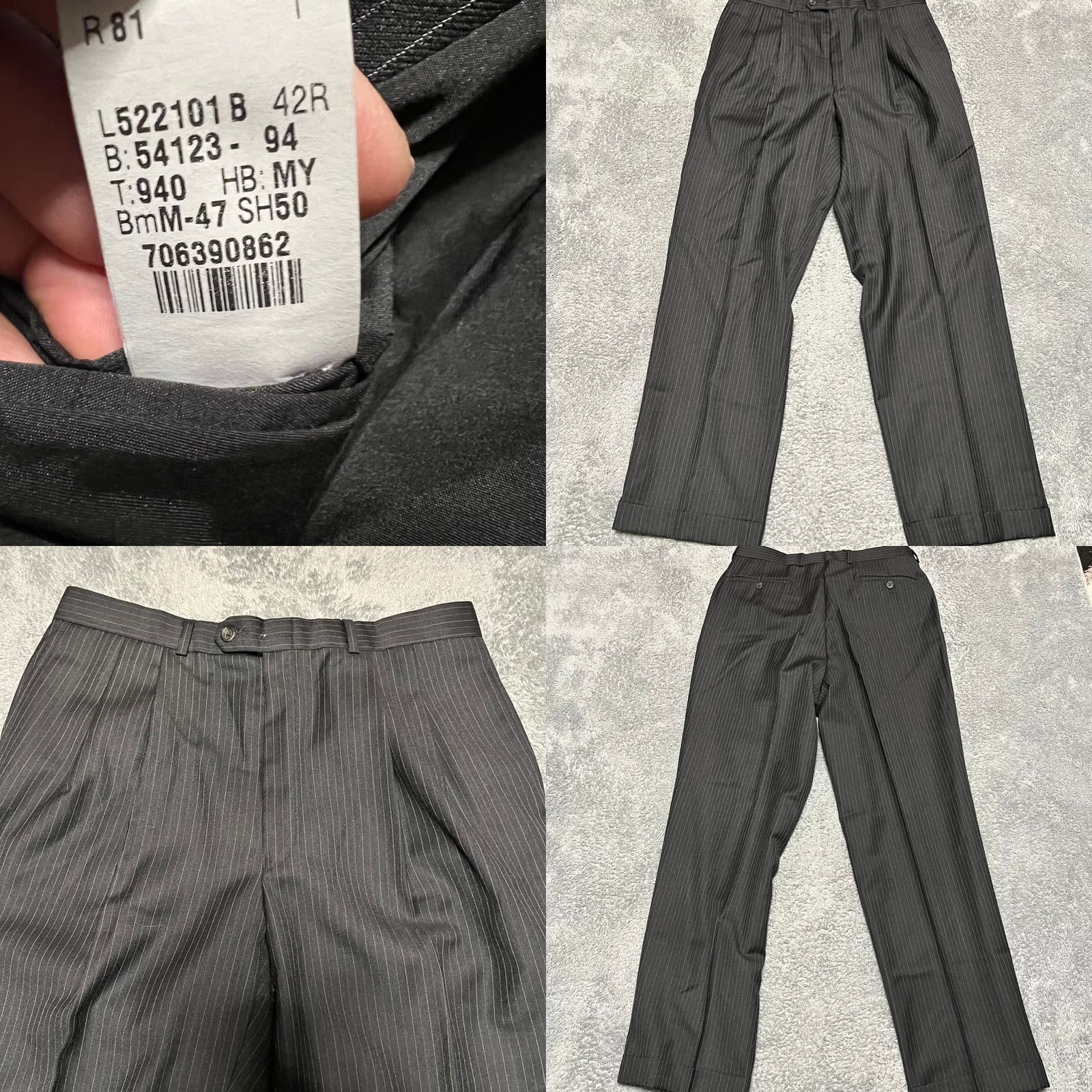 Ralph Lauren Lauren Ralph Lauren Suit Men 42R 34W Gray Blue Pinstripe Wool Blazer Jacket Pant Size 42R - 9 Thumbnail