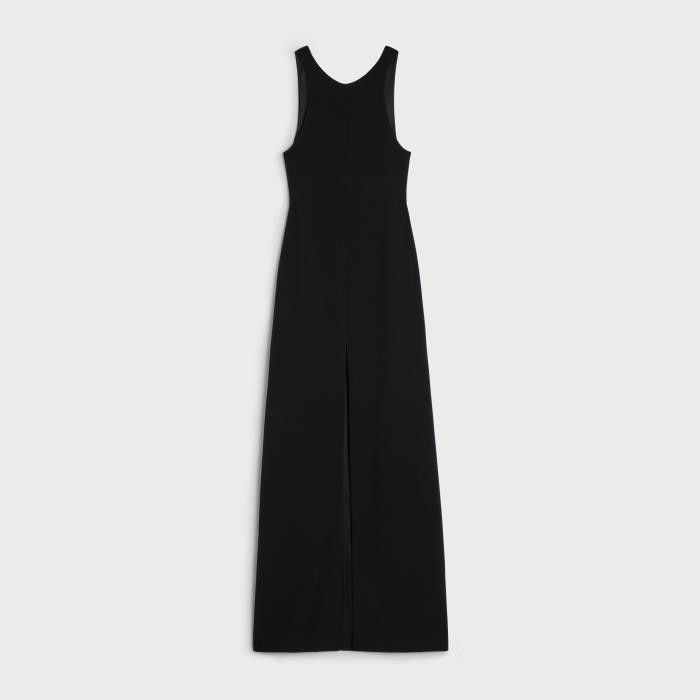 Celine o1w1db10925 2R99G302N Open-Back Triomphe Dress in Black Size M / US 6-8 / IT 42-44 - 1 Thumbnail