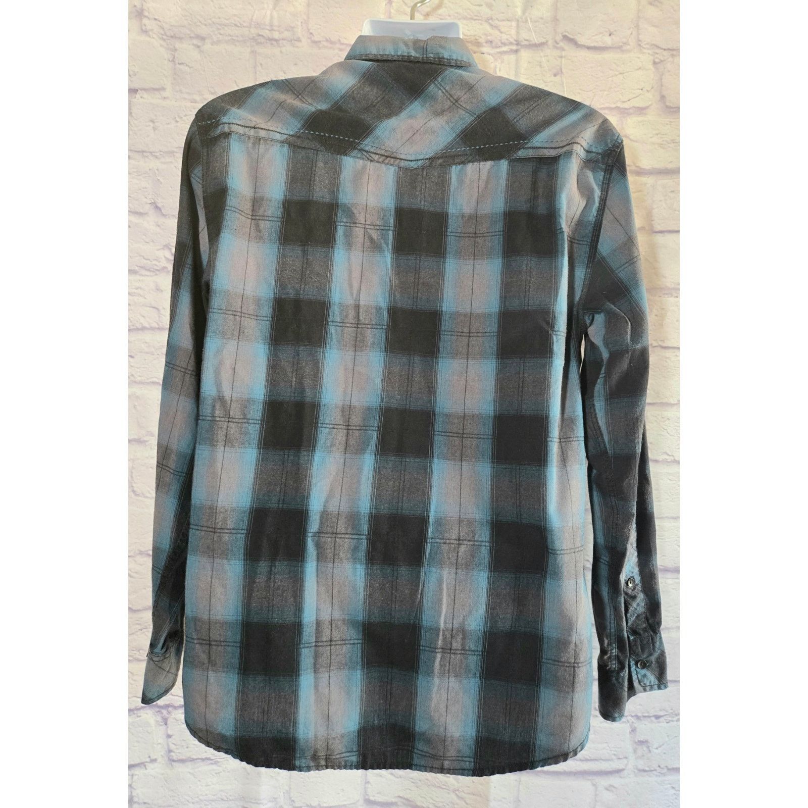 Other Rerun Blue Black Plaid Button Roll Tab Sleeves Shirt Medium Size US M / EU 48-50 / 2 - 3 Thumbnail