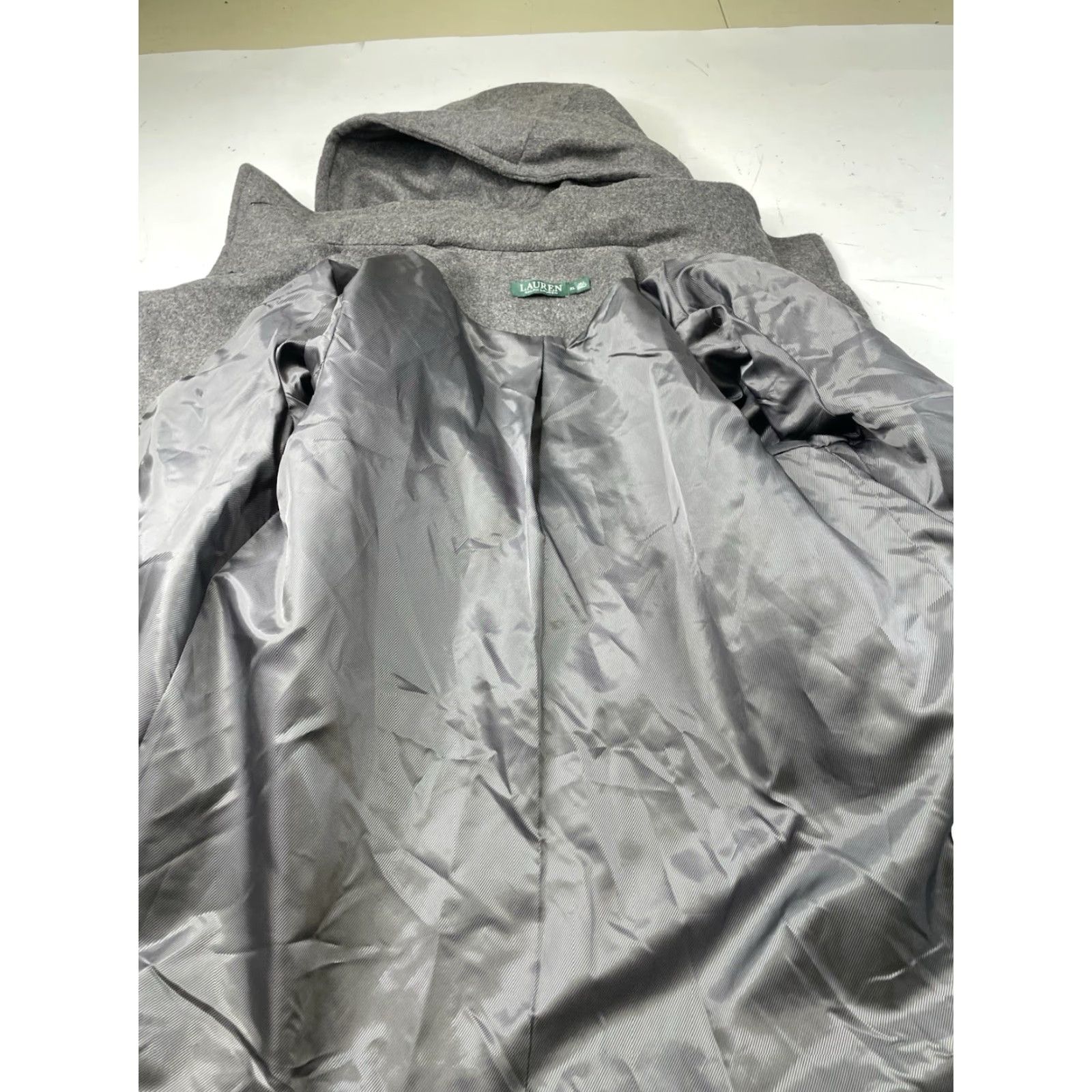 Ralph Lauren VINTAGE Lauren by Ralph Lauren Women's Hooded Pea Coat Jacket Charcoal XL Size XL / US 12-14 / IT 48-50 - 3 Thumbnail