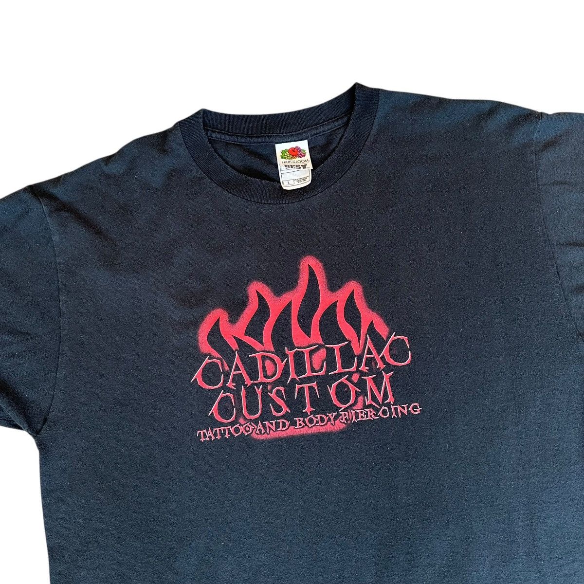 Fruit Of The Loom Vintage Cadillac Customs Tattoo & Body Piercing promo shirt Size US L / EU 52-54 / 3 - 3 Thumbnail