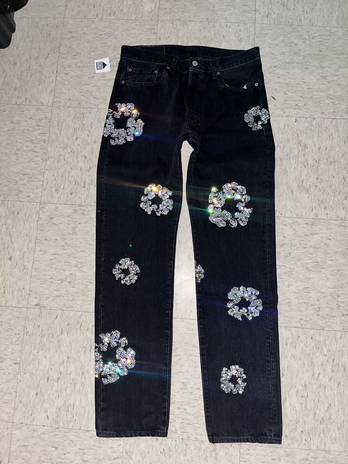 image of Bust Down Denim Tears in Black, Men's (Size 34)