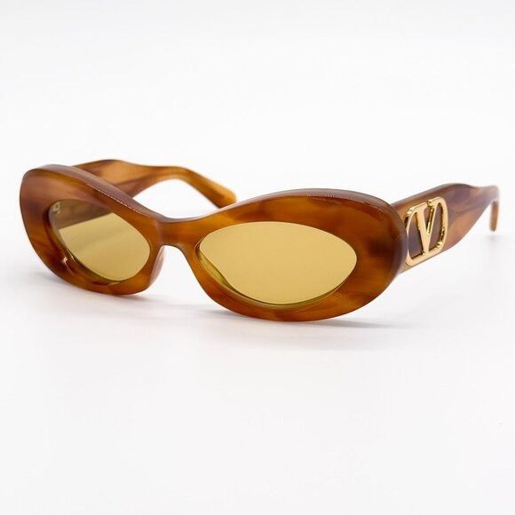 Valentino NEW VALENTINO SUNGLASSES VLS-178C HAVANA ORANGE OVAL WOMEN E Size ONE SIZE - 1 Thumbnail