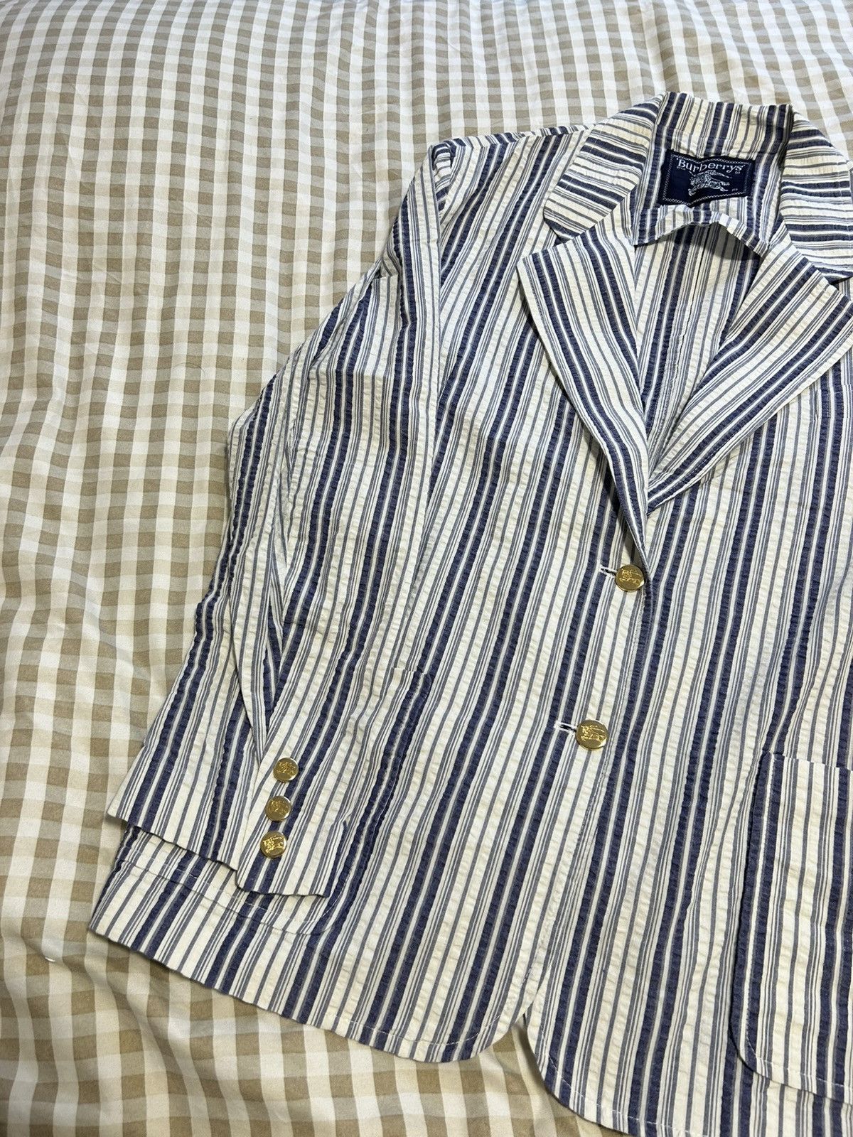 Burberry Vintage Burberry Linen Striped Blazer Size US S / EU 44-46 / 1 - 2 Thumbnail
