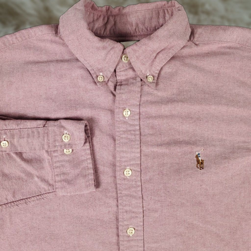 Ralph Lauren VINTAGE Ralph Lauren Dress Shirt Mens Size 15.5 Long Sleeve Cotton Red Business Casual Size 40R - 1 Thumbnail