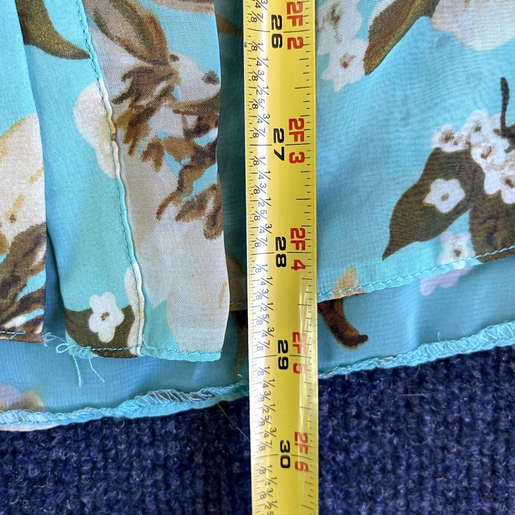 Vintage Metaphor Blouse Womens XL Blue Floral Sheer Chiffon Sleeveless Button Front Top Size XL / US 12-14 / IT 48-50 - 4 Thumbnail