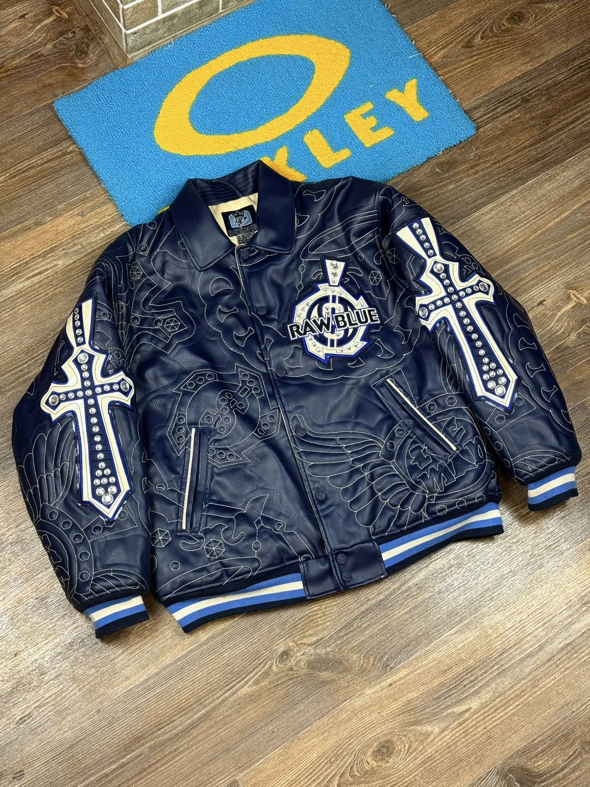 Raw Blue Leather Jacket | Grailed