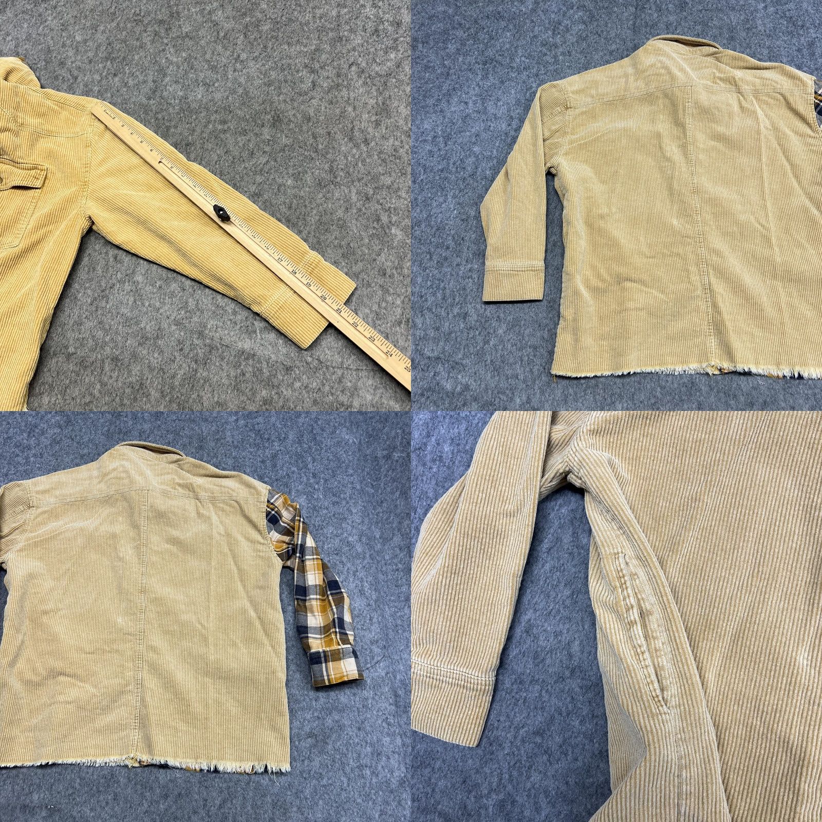 Vintage Oli & Hali Jacket Womens L Beige Corduroy Plaid Patchwork Shacket Snap Casual Size L / US 10 / IT 46 - 9 Thumbnail