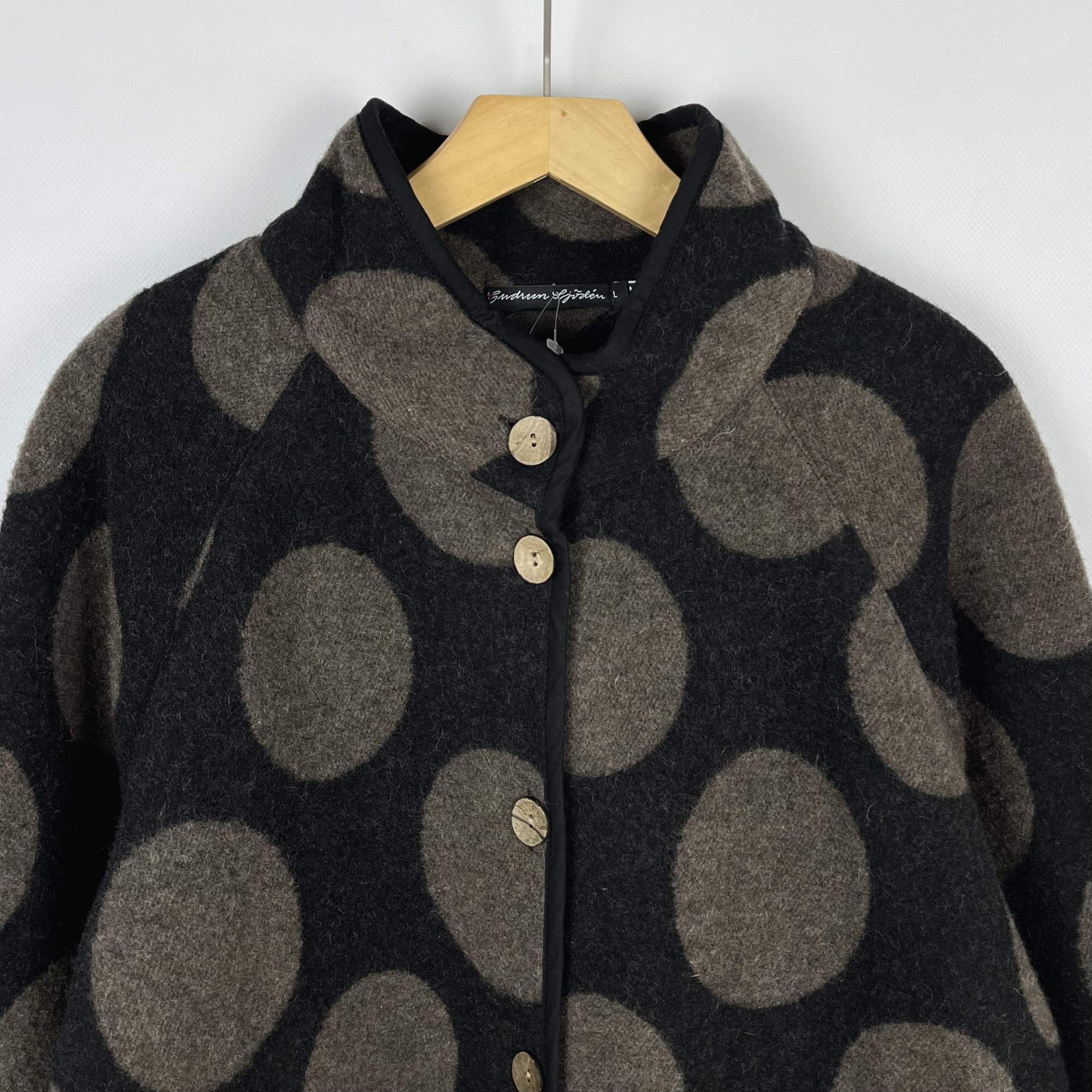 Gudrun Sjoden Ladies Gudrun Sjoden Polka Dot Wool Coat Size L / US 10 / IT 46 - 2 Thumbnail