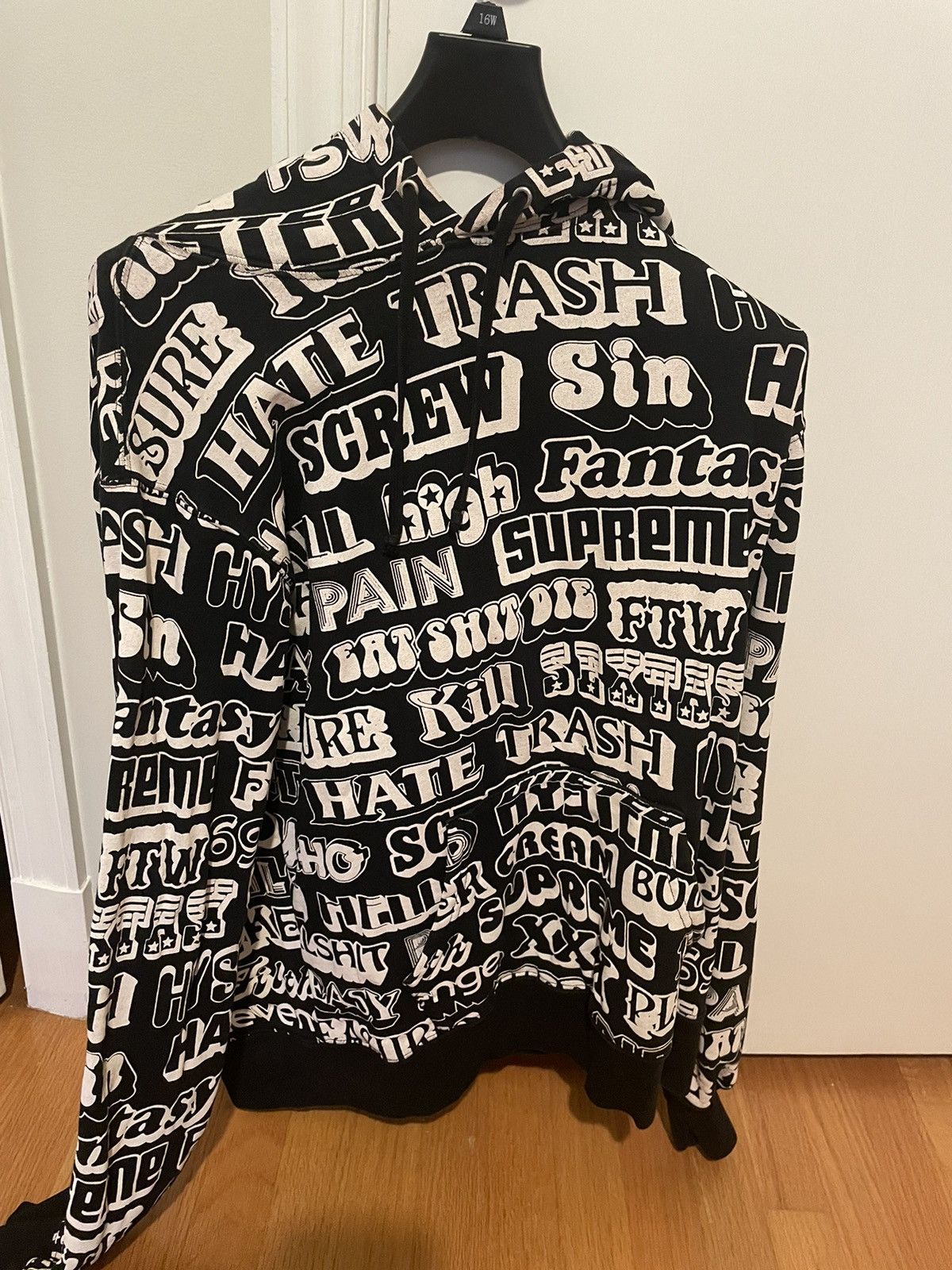 image of Hysteric Glamour Text Hoodie Black, Men's (Size Medium)